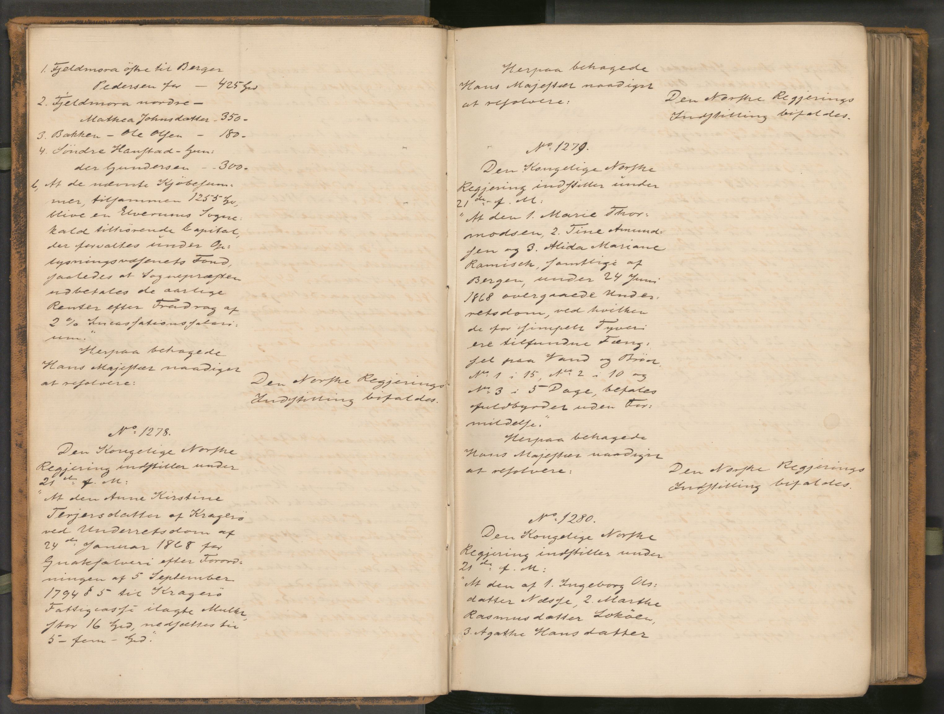Statsrådssekretariatet, AV/RA-S-1001/A/Ab/L0112: Kgl. res. nr. 1275-2009, 2. halvår, 1868