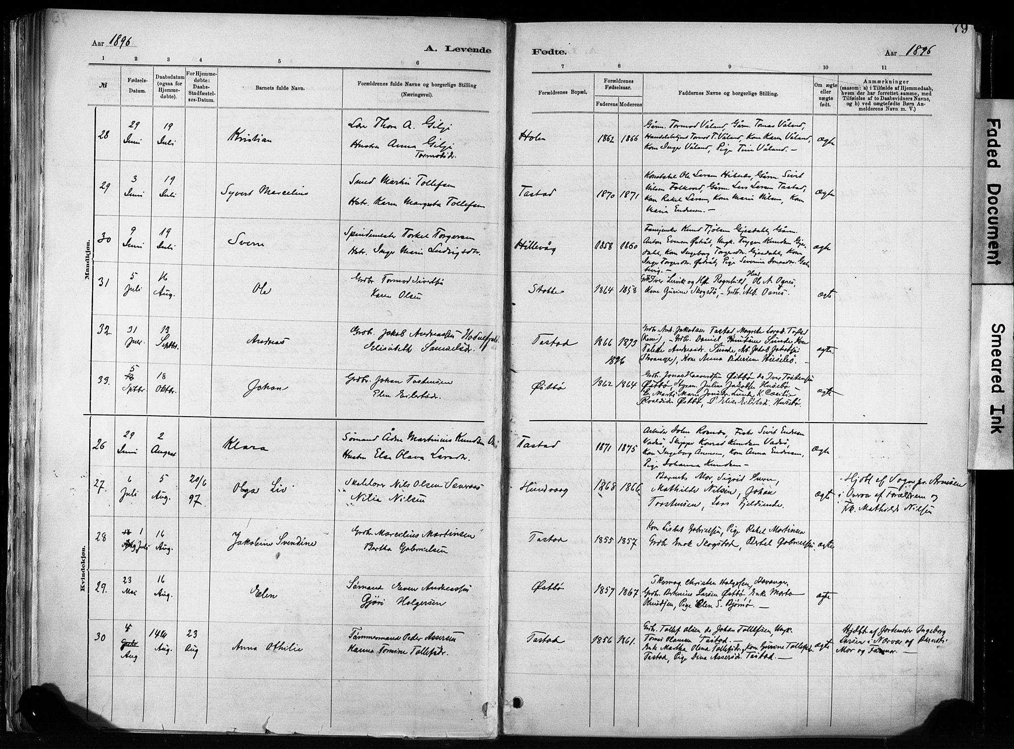 Hetland sokneprestkontor, SAST/A-101826/30/30BA/L0011: Parish register (official) no. A 11, 1884-1911, p. 79