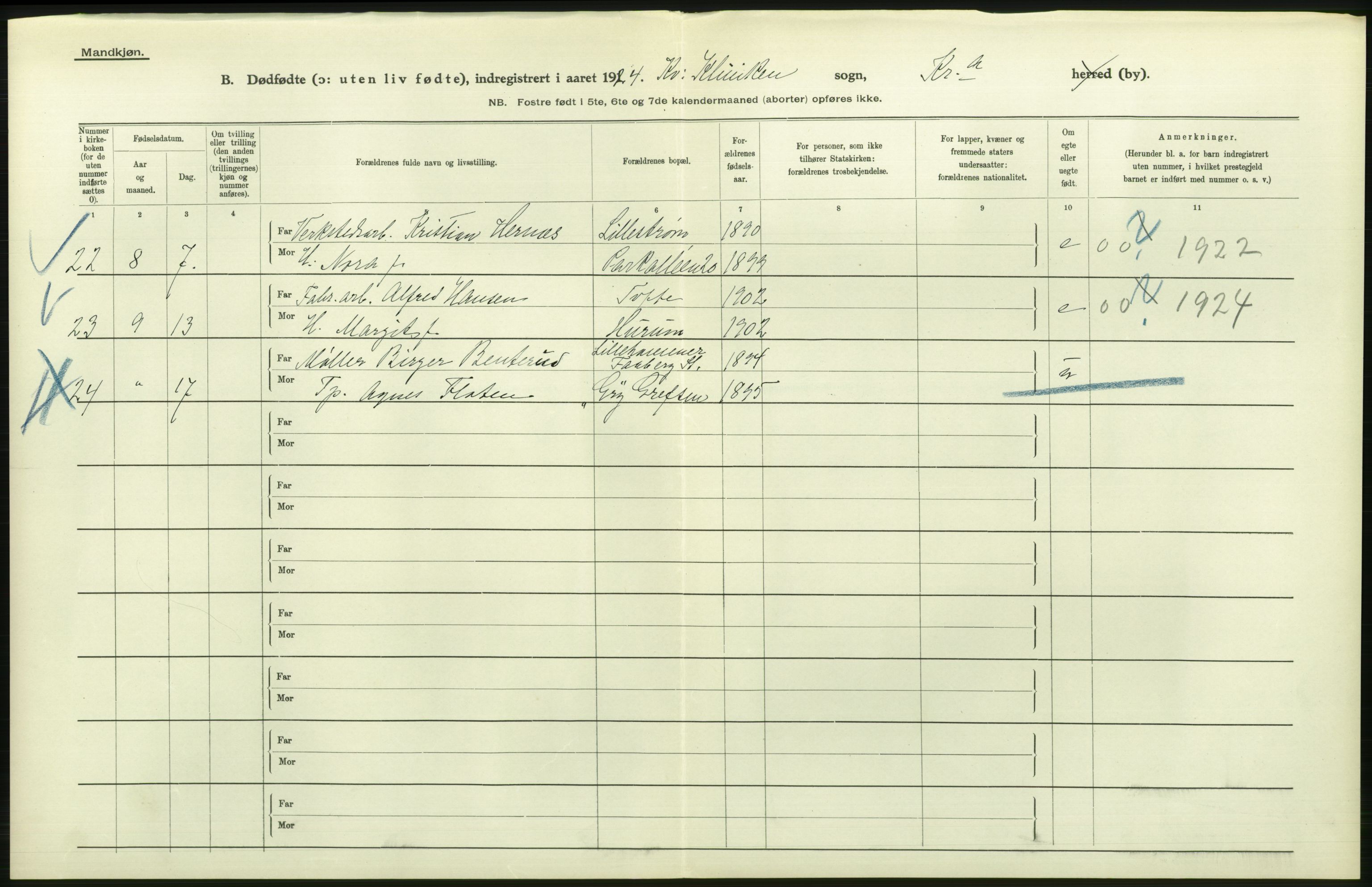 Statistisk sentralbyrå, Sosiodemografiske emner, Befolkning, AV/RA-S-2228/D/Df/Dfc/Dfcd/L0009: Kristiania: Døde kvinner, dødfødte, 1924, p. 670