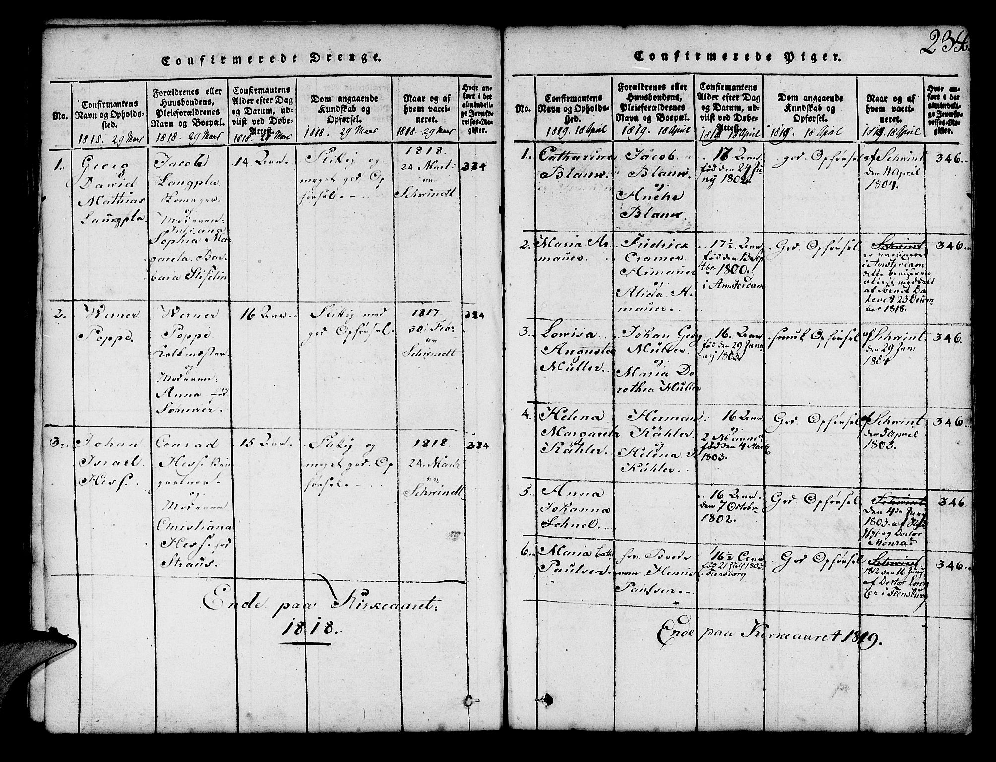 Mariakirken Sokneprestembete, SAB/A-76901/H/Hab/L0001: Parish register (copy) no. A 1, 1815-1846, p. 234