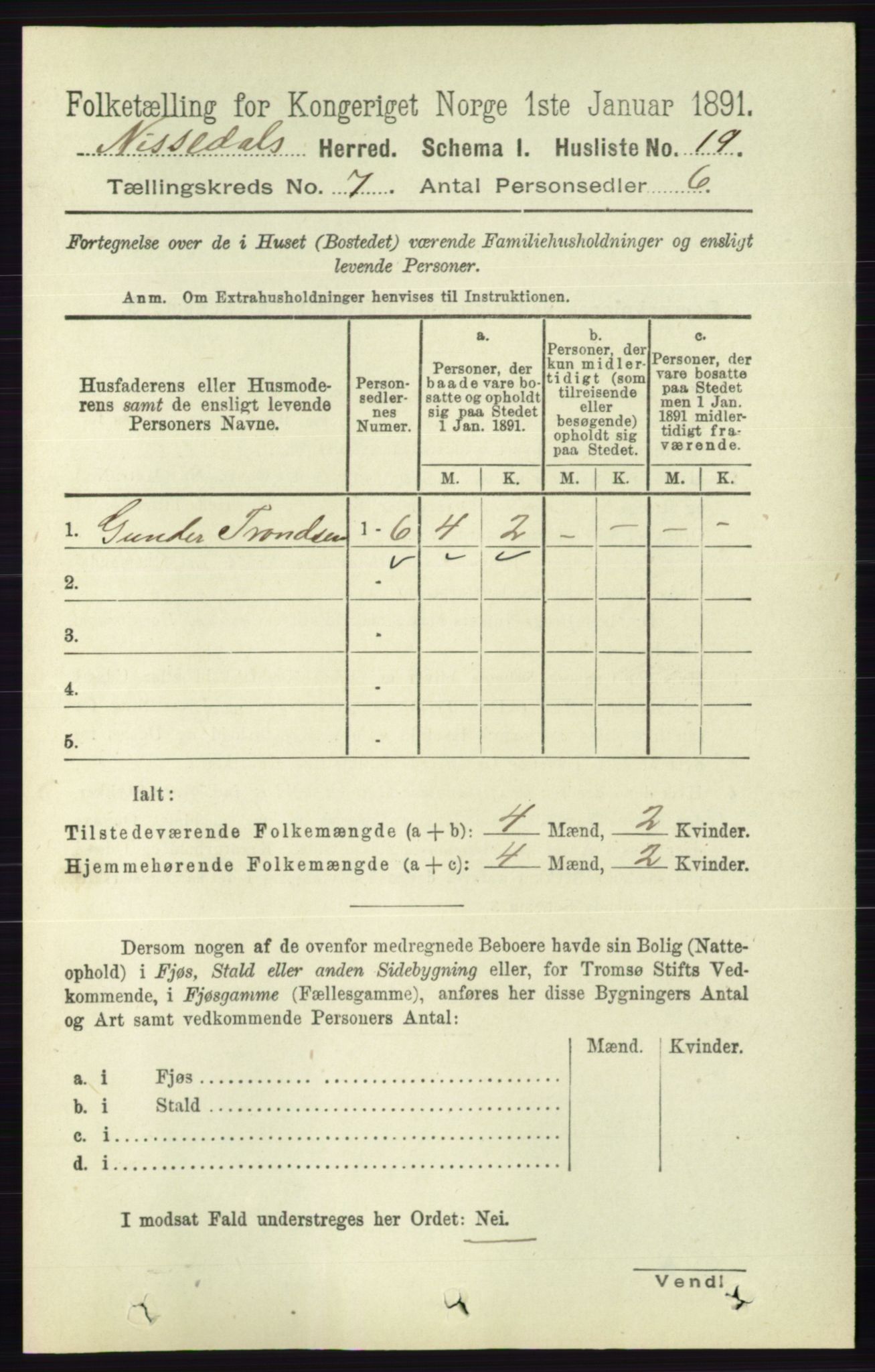 RA, 1891 census for 0830 Nissedal, 1891, p. 1456