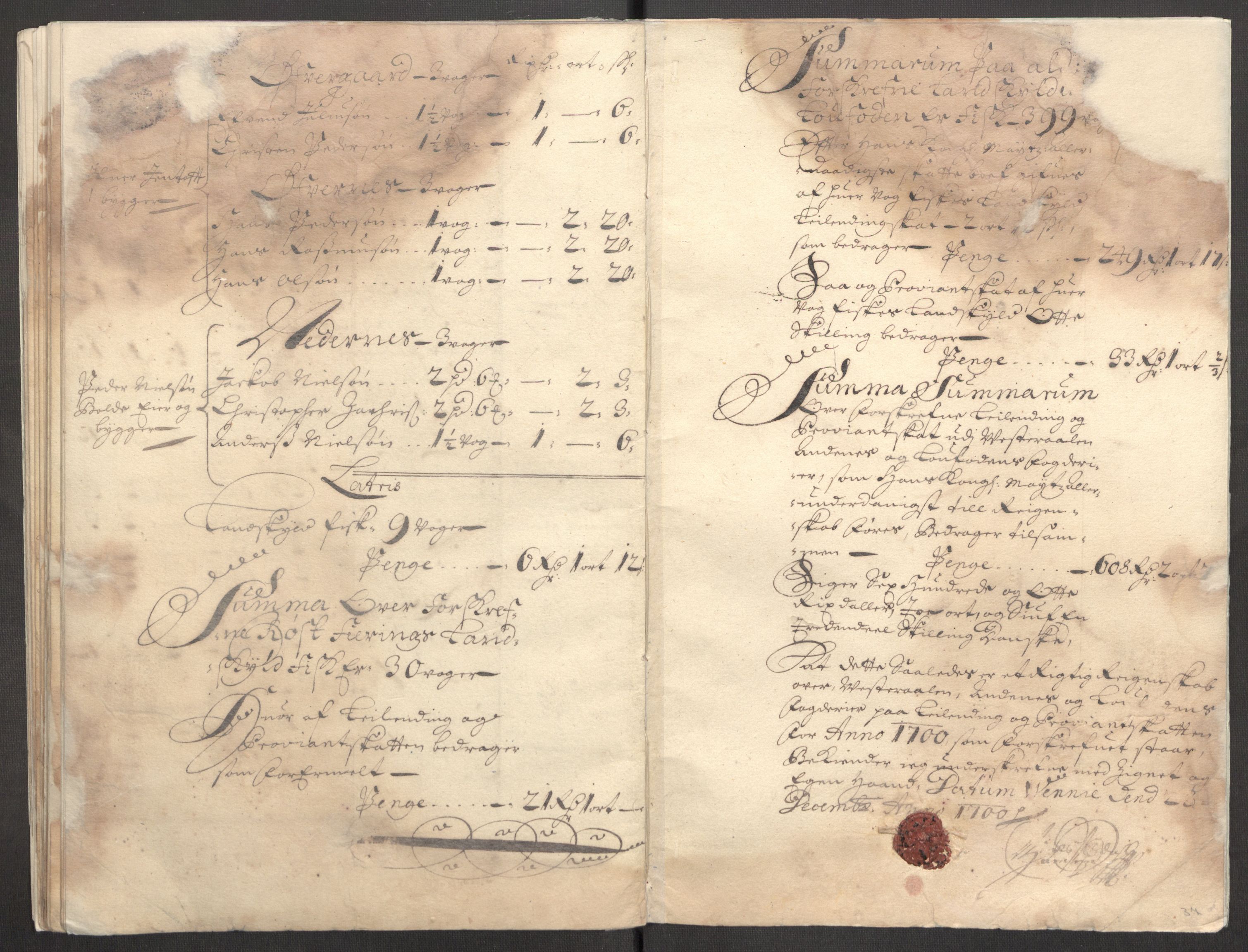 Rentekammeret inntil 1814, Reviderte regnskaper, Fogderegnskap, RA/EA-4092/R67/L4678: Fogderegnskap Vesterålen, Andenes og Lofoten, 1696-1708, p. 411
