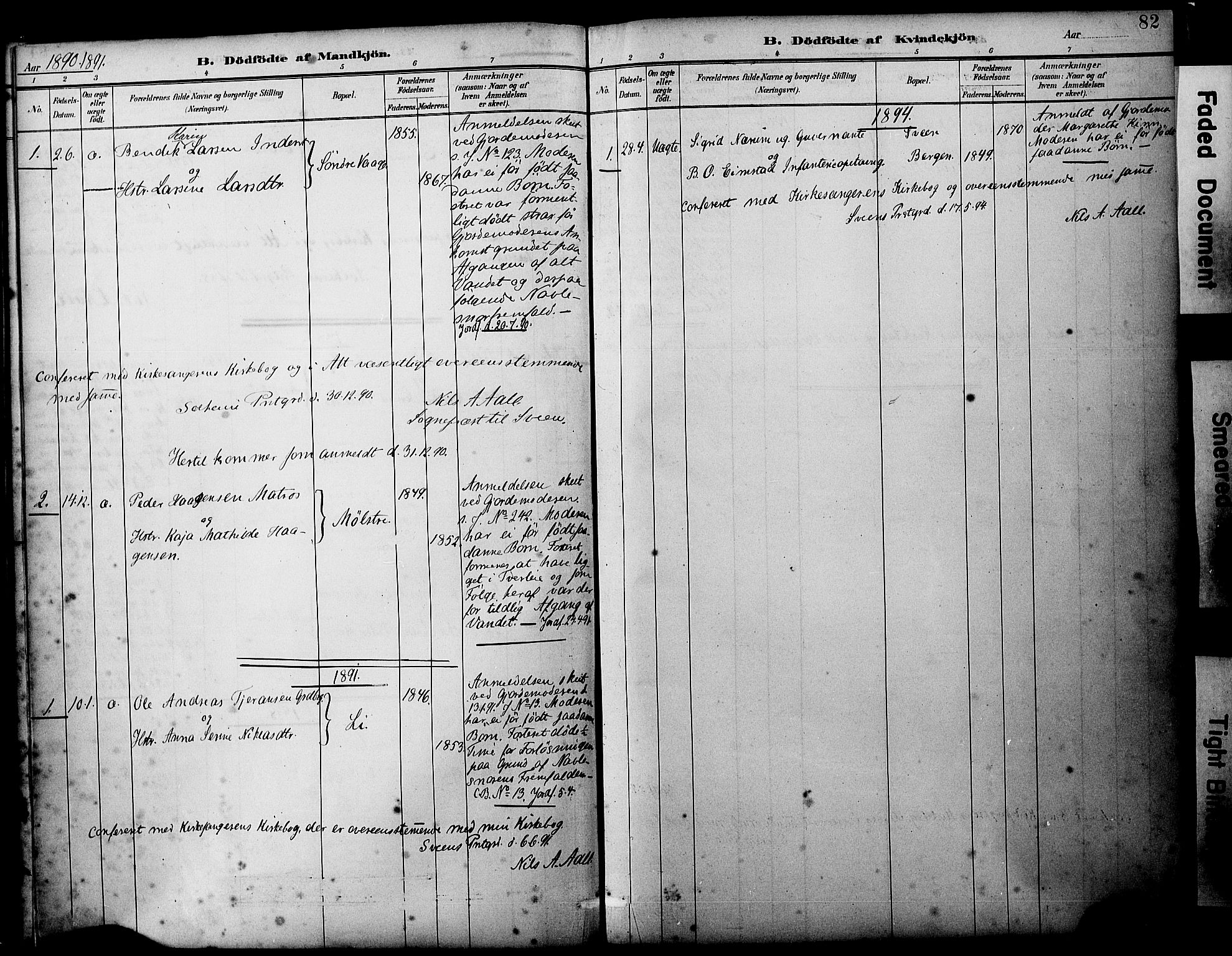 Sveio Sokneprestembete, SAB/A-78501/H/Haa: Parish register (official) no. B 2, 1883-1894, p. 82