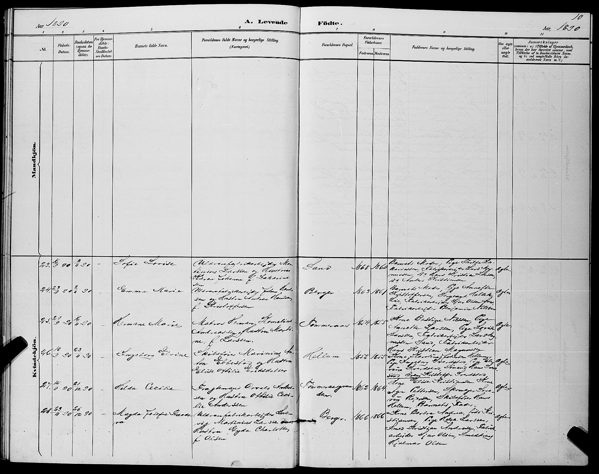 Strømm kirkebøker, SAKO/A-322/G/Ga/L0003: Parish register (copy) no. I 3, 1889-1896, p. 10