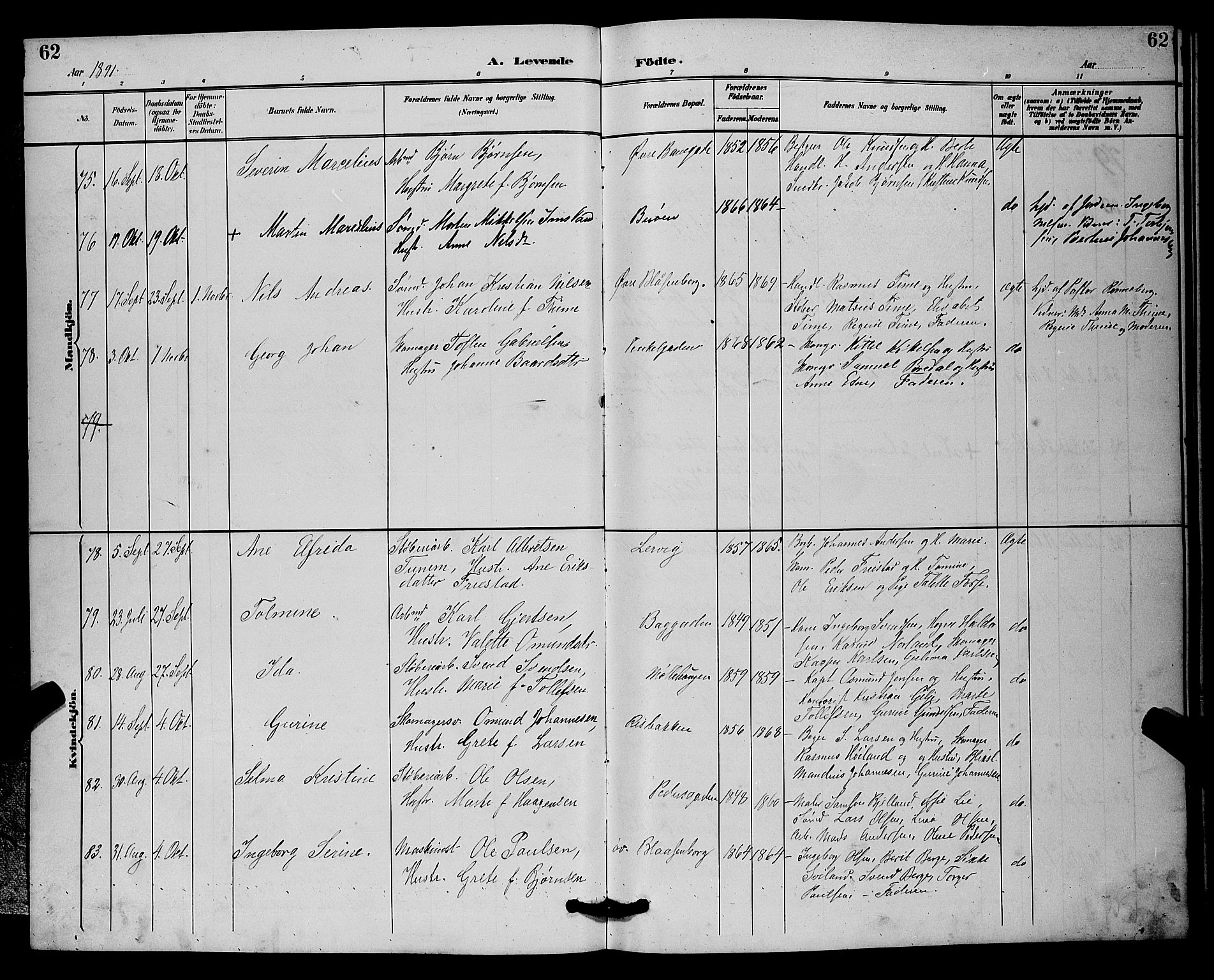 St. Johannes sokneprestkontor, AV/SAST-A-101814/001/30/30BB/L0002: Parish register (copy) no. B 2, 1888-1901, p. 62