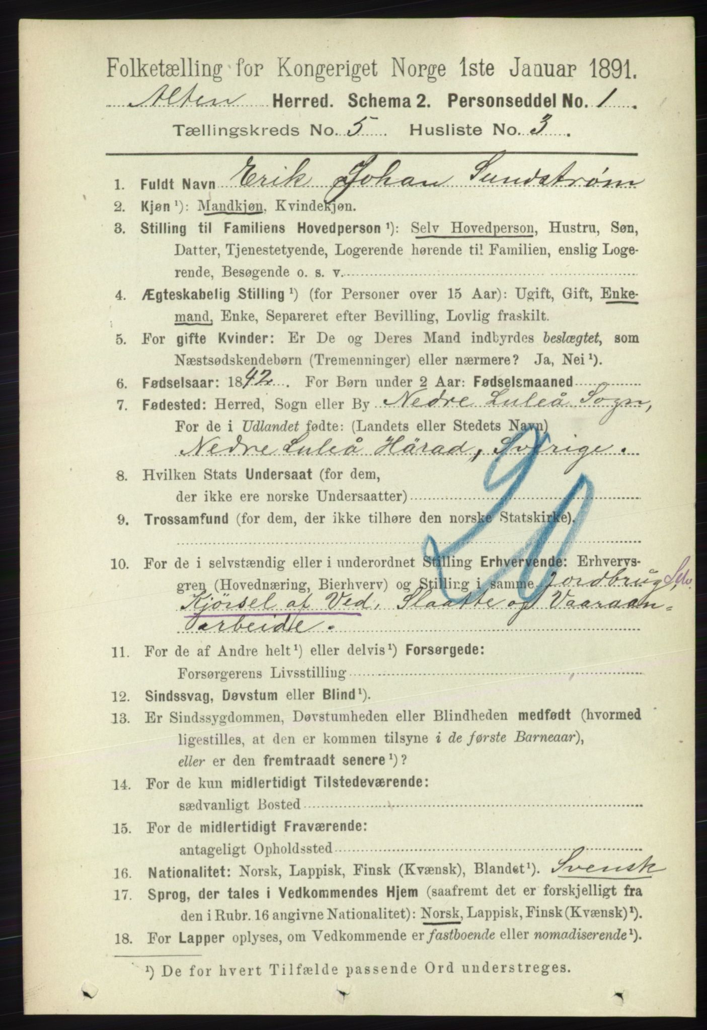 RA, 1891 census for 2012 Alta, 1891, p. 1660