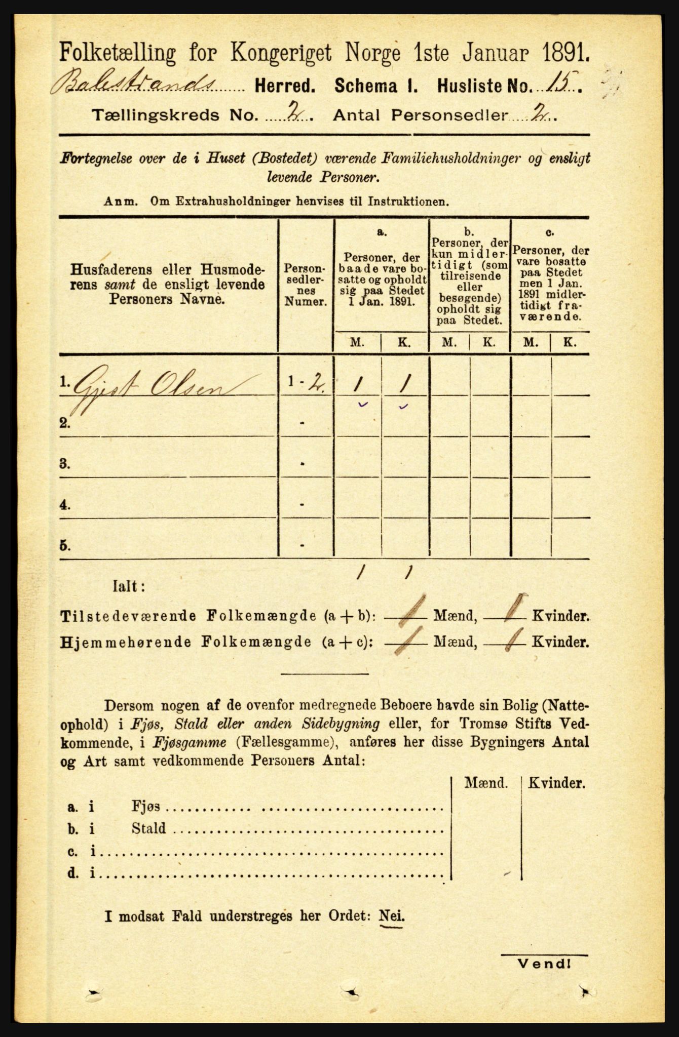 RA, 1891 census for 1418 Balestrand, 1891, p. 236