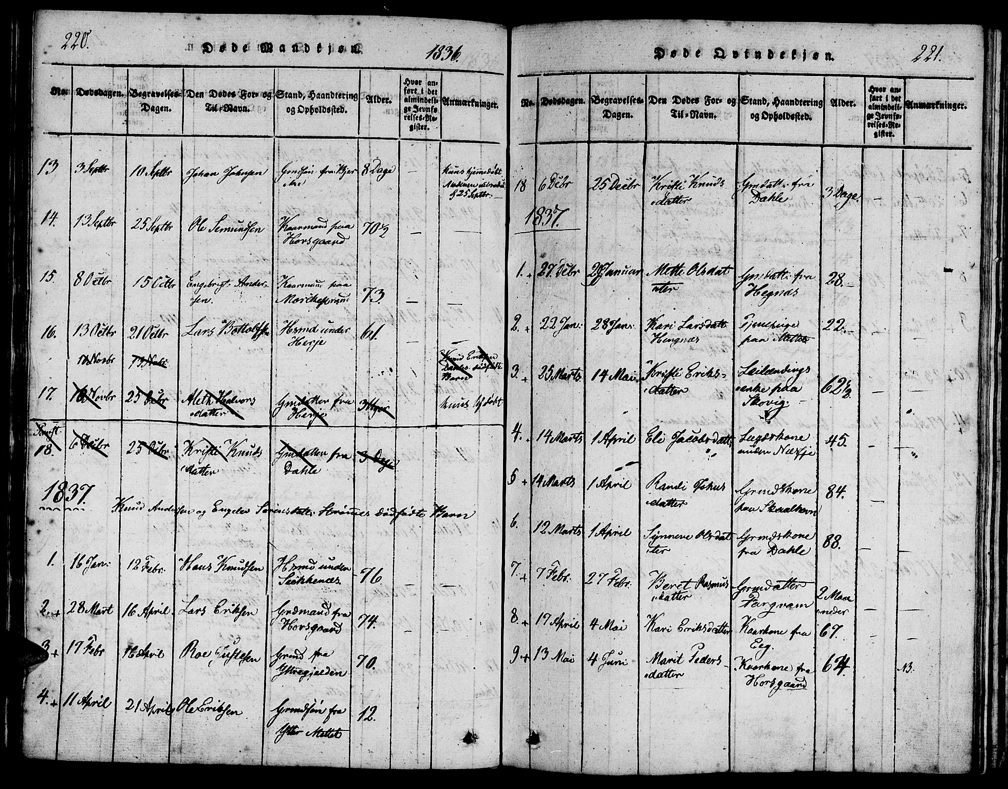 Ministerialprotokoller, klokkerbøker og fødselsregistre - Møre og Romsdal, SAT/A-1454/547/L0602: Parish register (official) no. 547A04, 1818-1845, p. 220-221