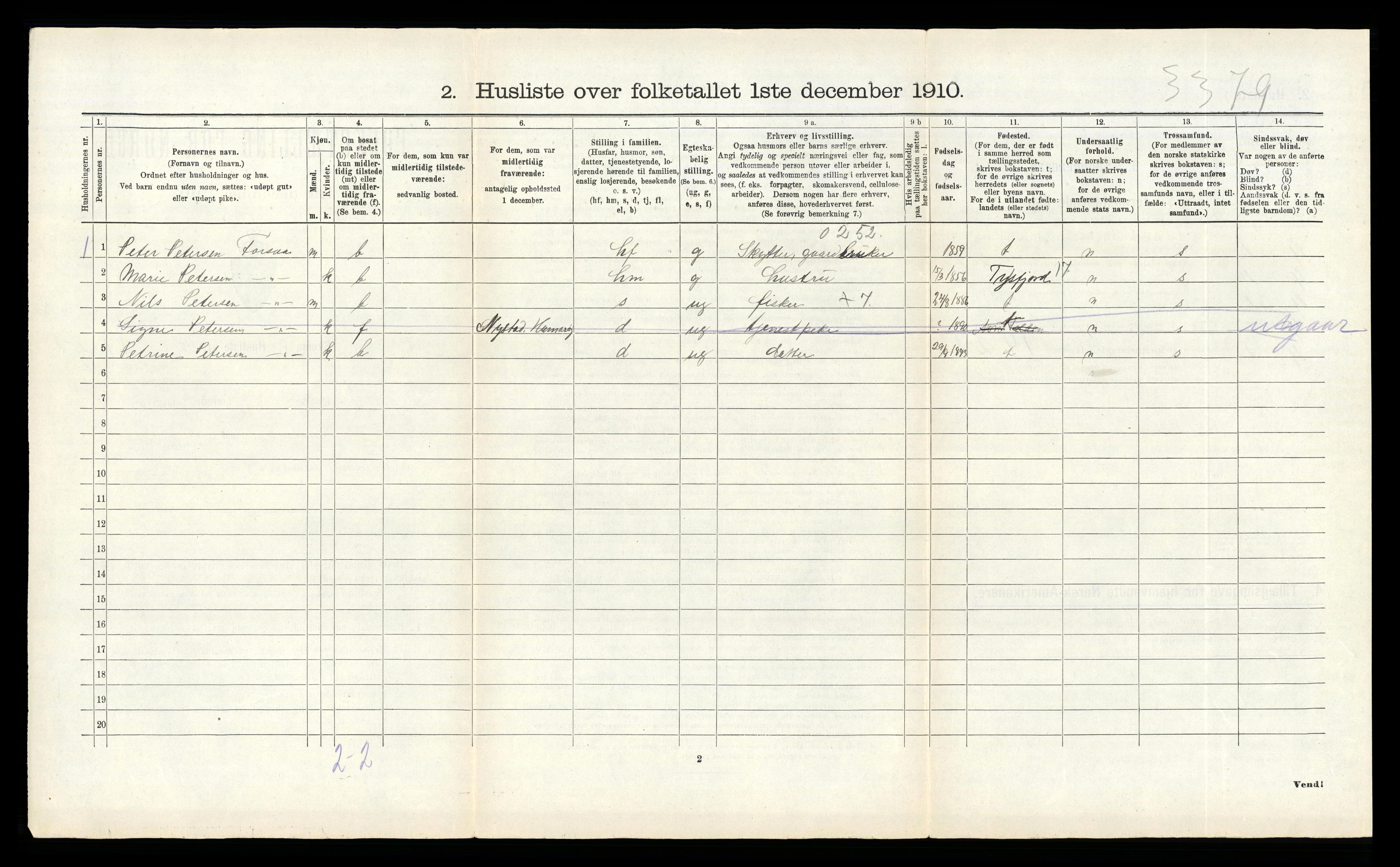 RA, 1910 census for Hamarøy, 1910, p. 985