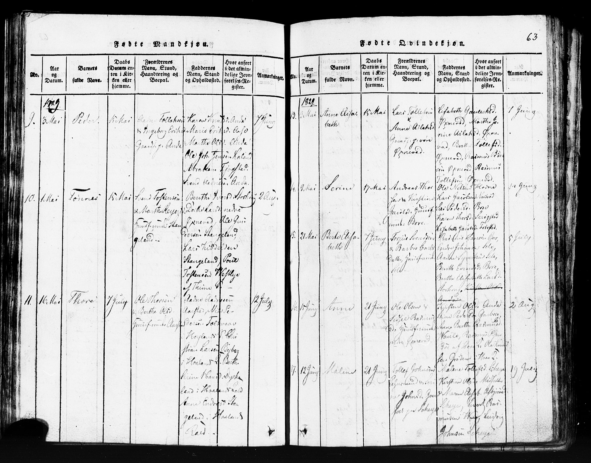 Klepp sokneprestkontor, SAST/A-101803/001/3/30BB/L0001: Parish register (copy) no.  B 1, 1816-1859, p. 63