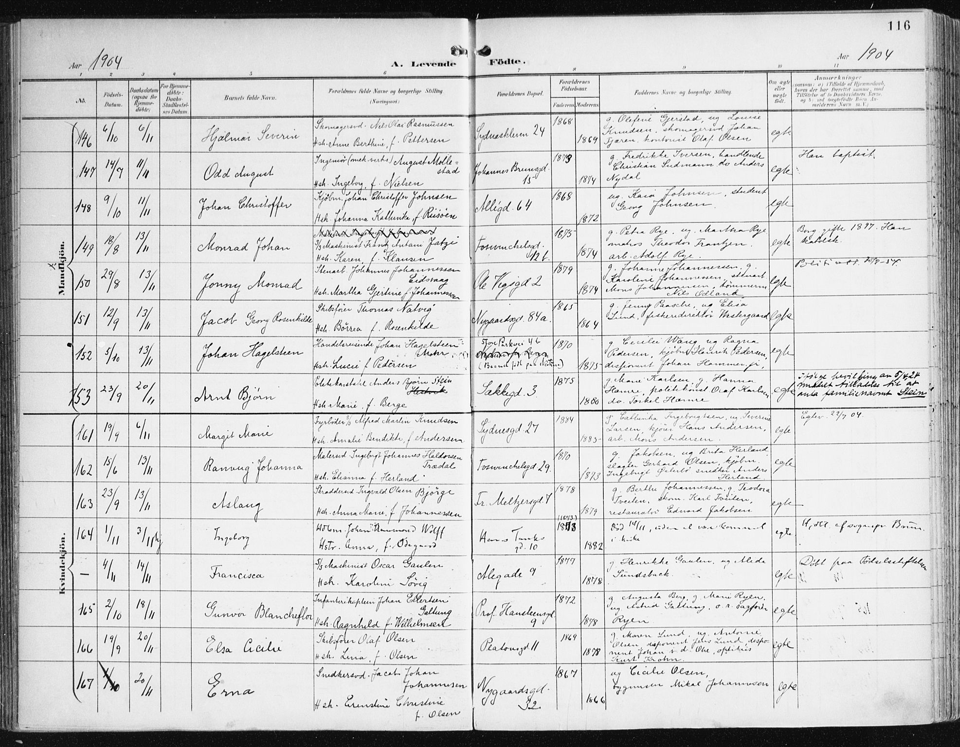 Johanneskirken sokneprestembete, AV/SAB-A-76001/H/Haa/L0002: Parish register (official) no. A 2, 1900-1912, p. 116