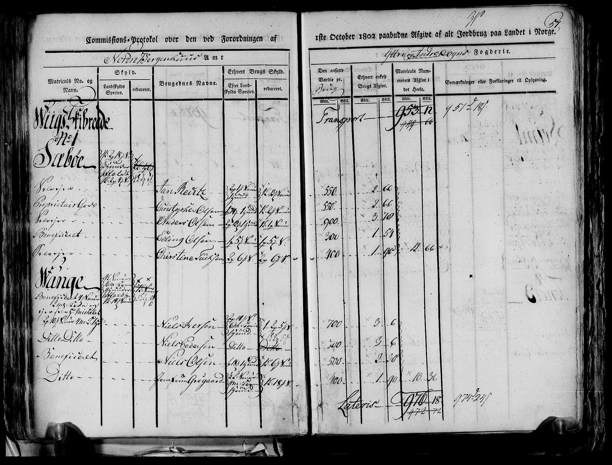 Rentekammeret inntil 1814, Realistisk ordnet avdeling, AV/RA-EA-4070/N/Ne/Nea/L0116: og 0117: Ytre og Indre Sogn fogderi. Kommisjonsprotokoller, 1803, p. 63