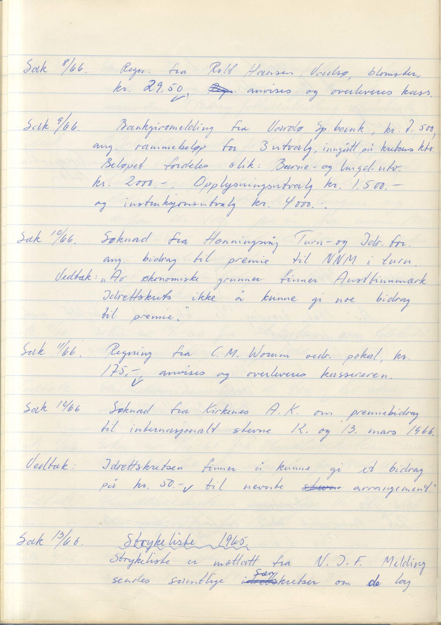 Aust-Finnmark Idrettskrets , FMFB/A-1041/A/L0007: Møteprotokoll for arbeidsutvalg, 1963-1971, p. 75