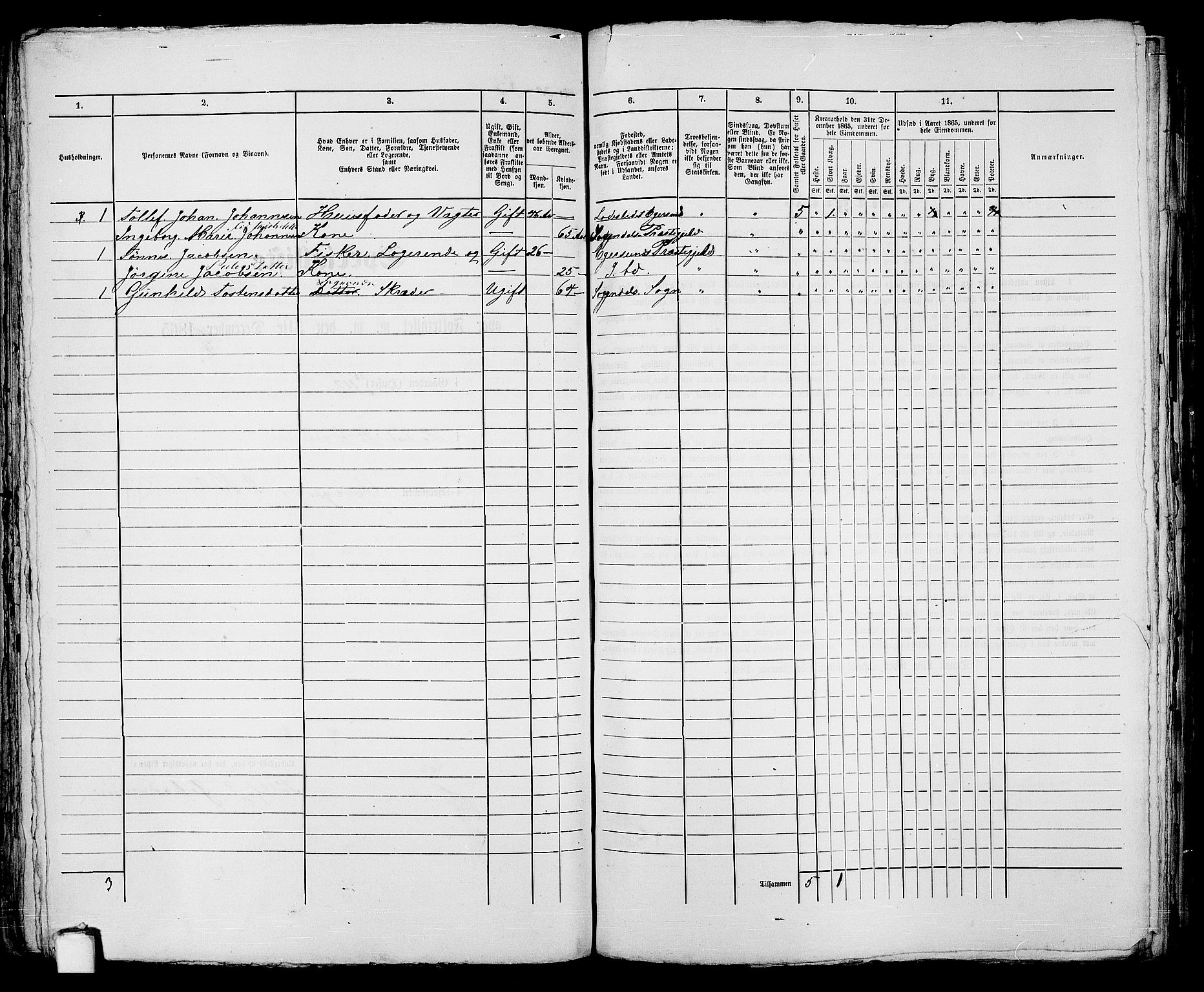 RA, 1865 census for Eigersund parish, Egersund town, 1865, p. 176