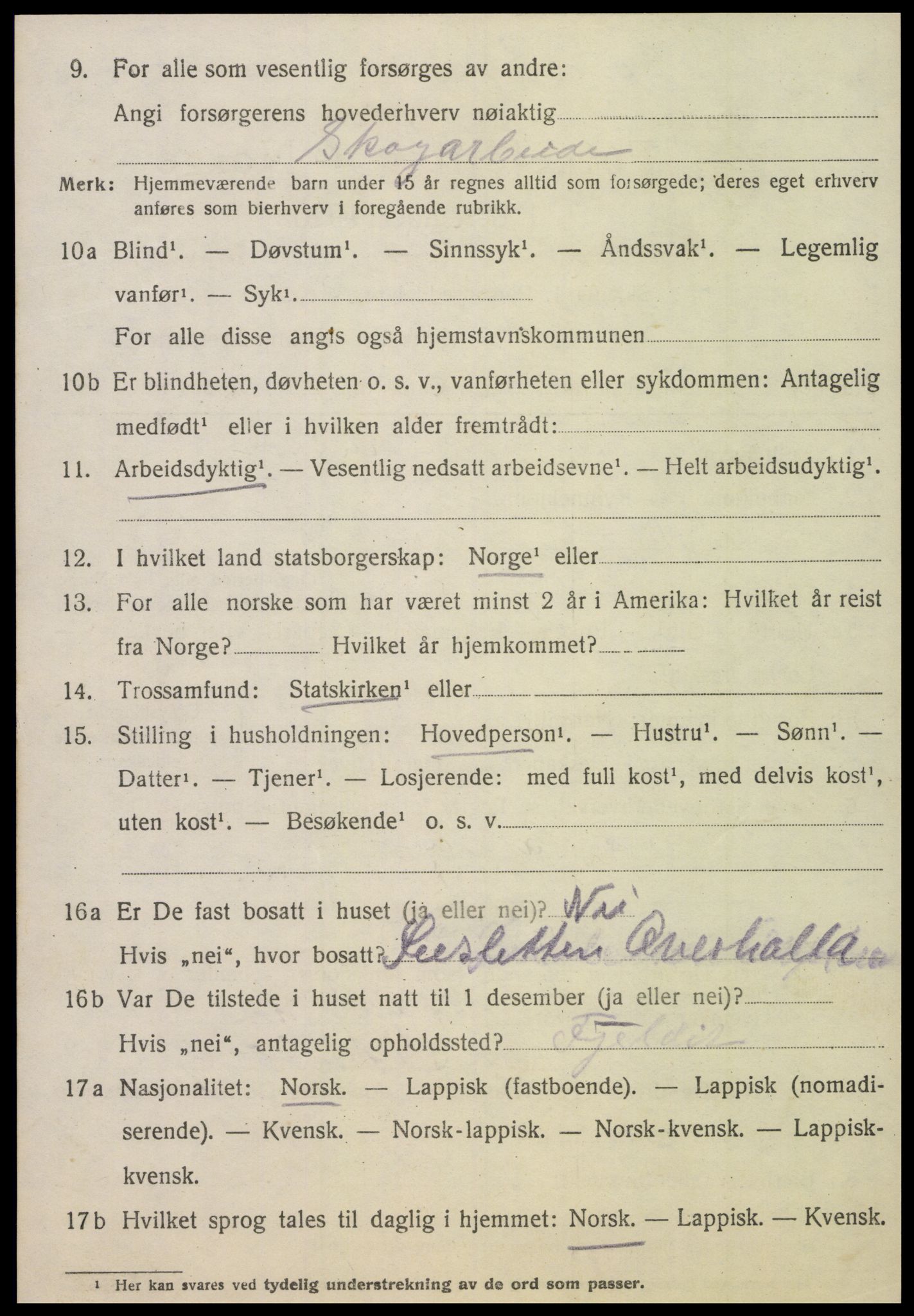 SAT, 1920 census for Overhalla, 1920, p. 4283