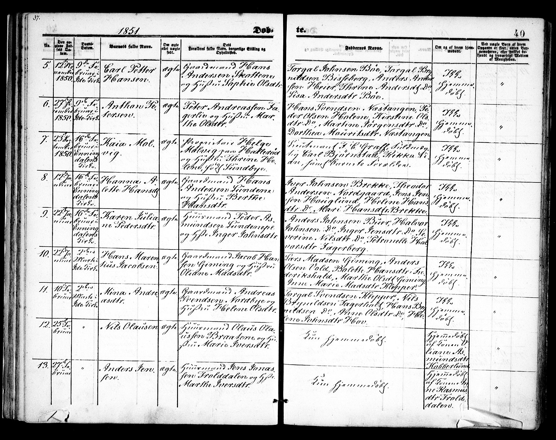 Idd prestekontor Kirkebøker, SAO/A-10911/F/Fc/L0004a: Parish register (official) no. III 4A, 1848-1860, p. 40