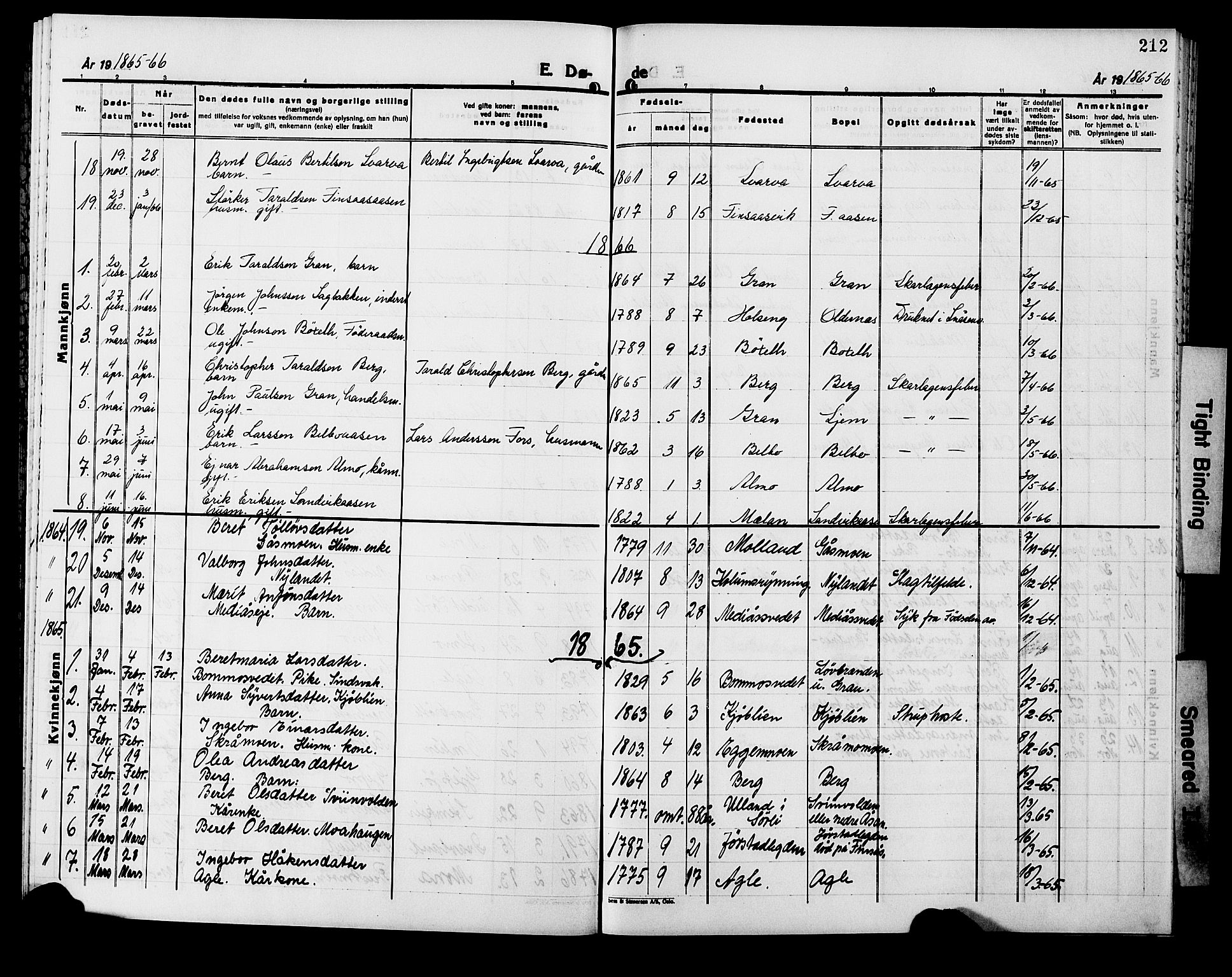 Ministerialprotokoller, klokkerbøker og fødselsregistre - Nord-Trøndelag, SAT/A-1458/749/L0485: Parish register (official) no. 749D01, 1857-1872, p. 212
