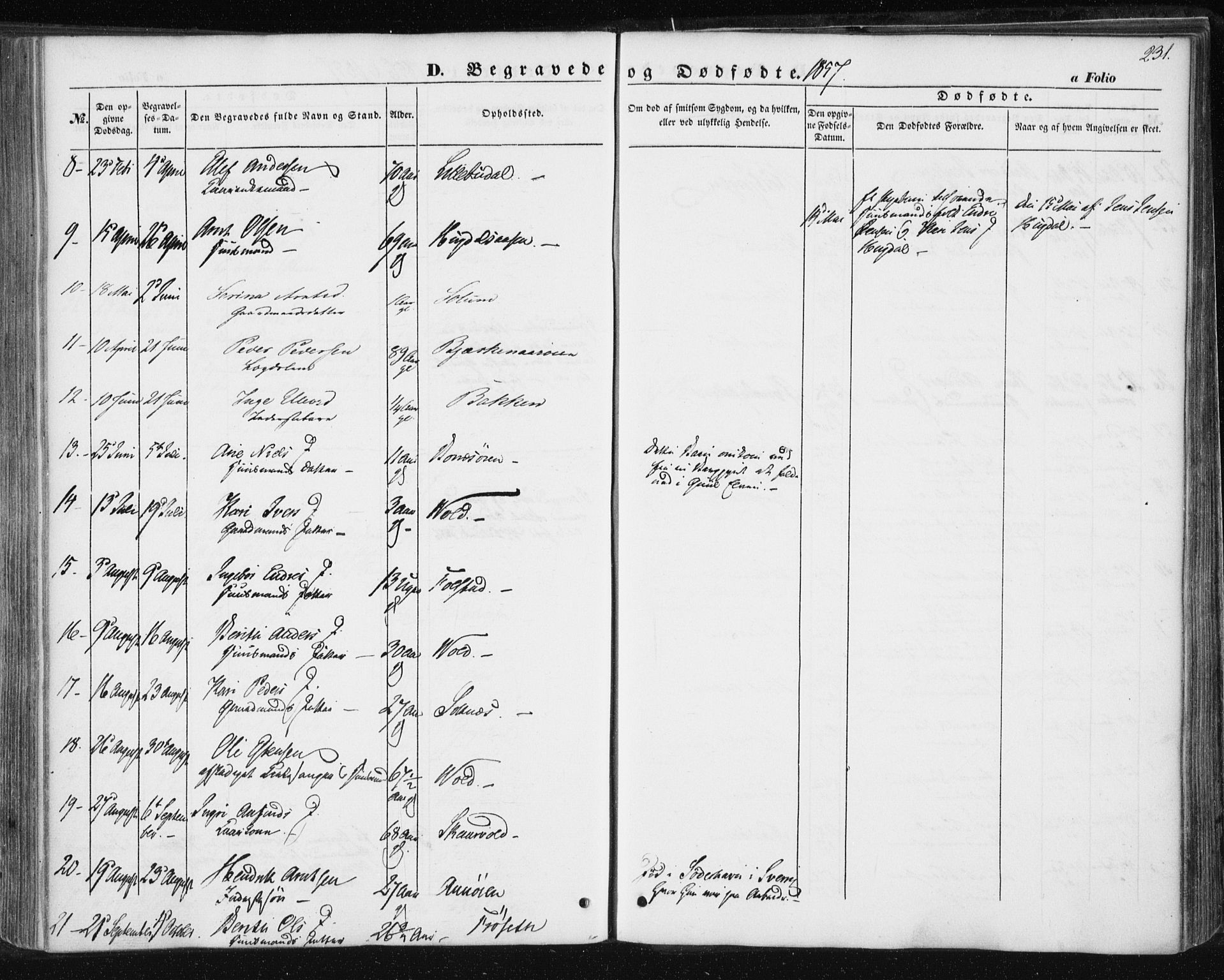 Ministerialprotokoller, klokkerbøker og fødselsregistre - Sør-Trøndelag, AV/SAT-A-1456/687/L1000: Parish register (official) no. 687A06, 1848-1869, p. 231