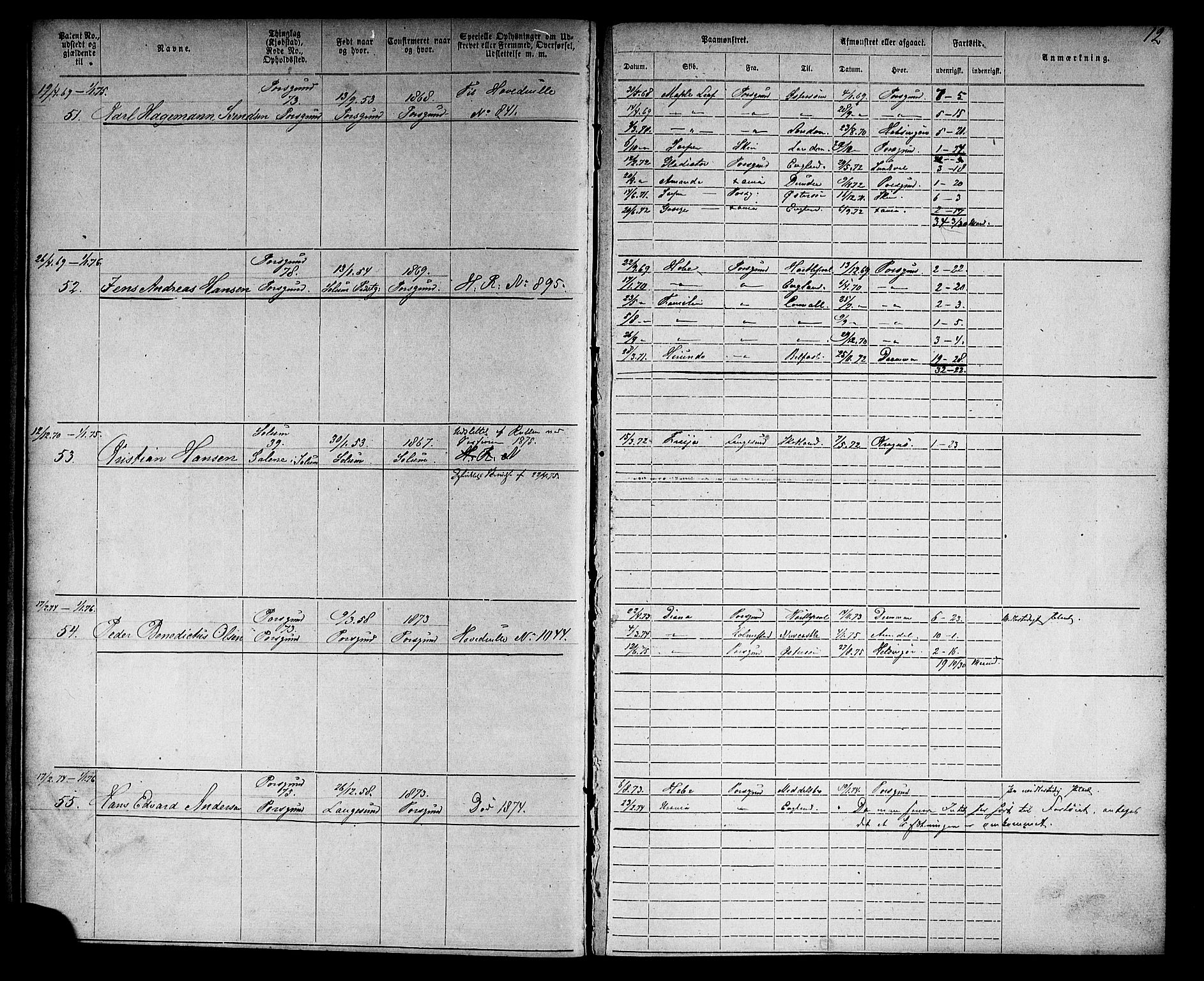 Porsgrunn innrulleringskontor, AV/SAKO-A-829/F/Fb/L0004: Annotasjonsrulle, 1868-1878, p. 13
