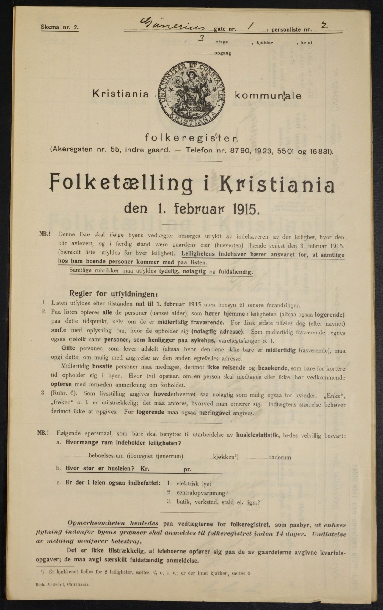 OBA, Municipal Census 1915 for Kristiania, 1915, p. 5219