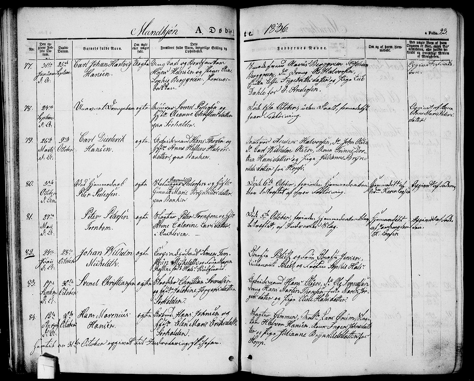 Halden prestekontor Kirkebøker, SAO/A-10909/G/Ga/L0003: Parish register (copy) no. 3, 1834-1844, p. 23