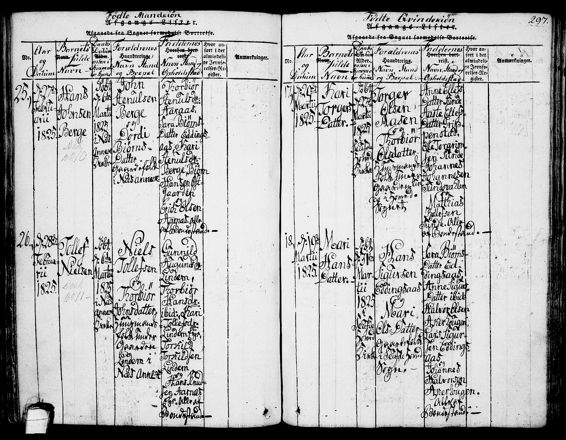 Sauherad kirkebøker, AV/SAKO-A-298/G/Ga/L0001: Parish register (copy) no. I 1, 1815-1827, p. 297