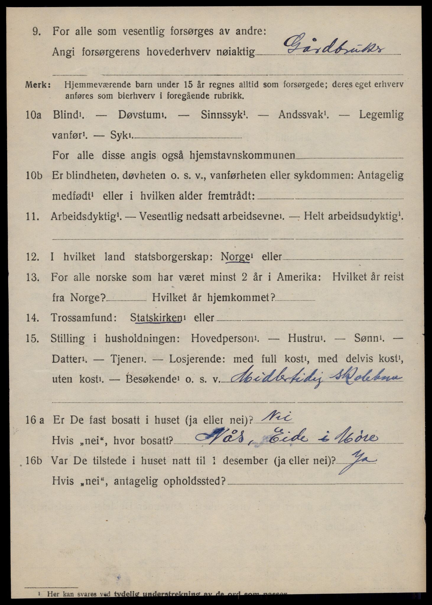 SAT, 1920 census for Fræna, 1920, p. 1516