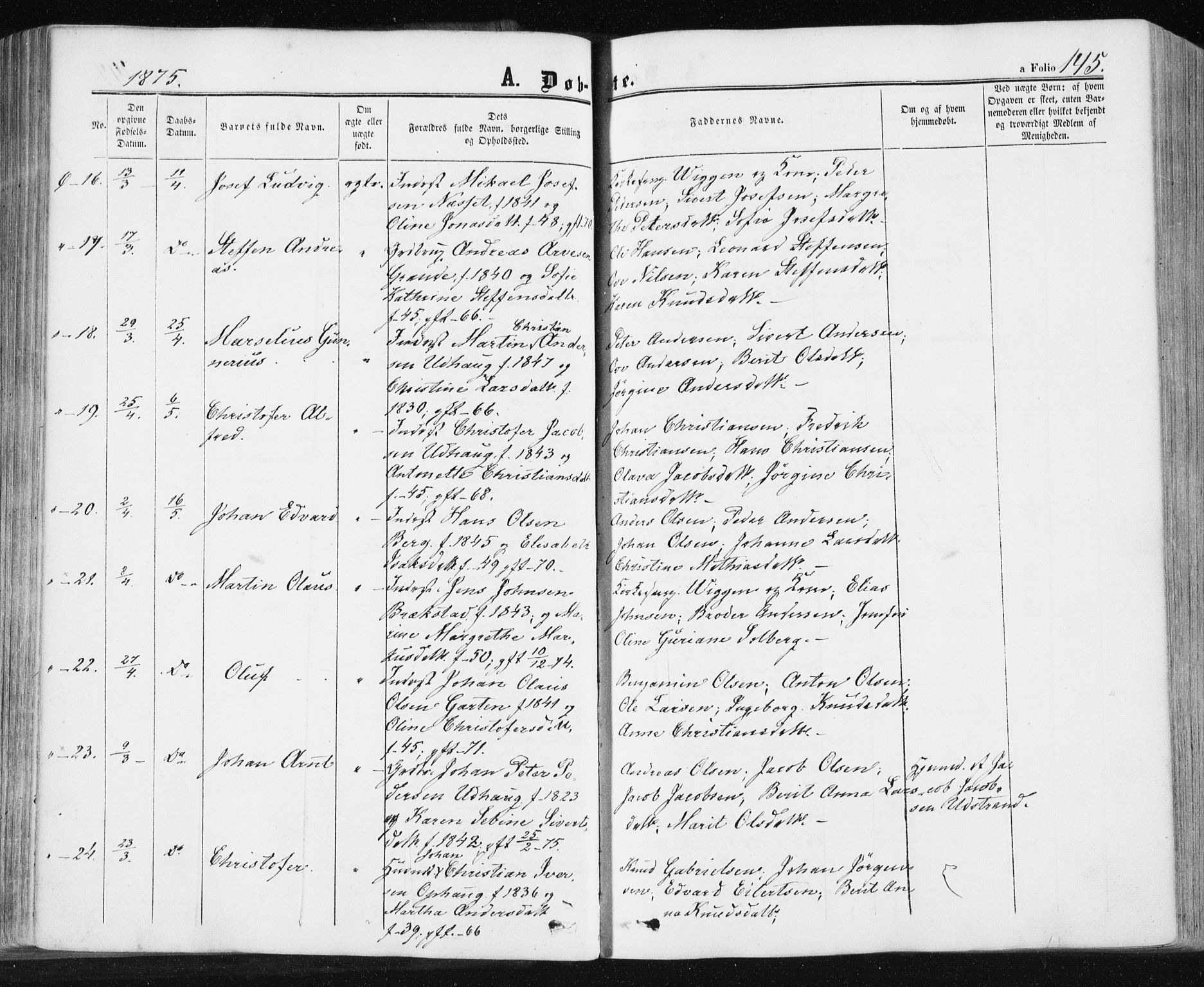 Ministerialprotokoller, klokkerbøker og fødselsregistre - Sør-Trøndelag, SAT/A-1456/659/L0737: Parish register (official) no. 659A07, 1857-1875, p. 145