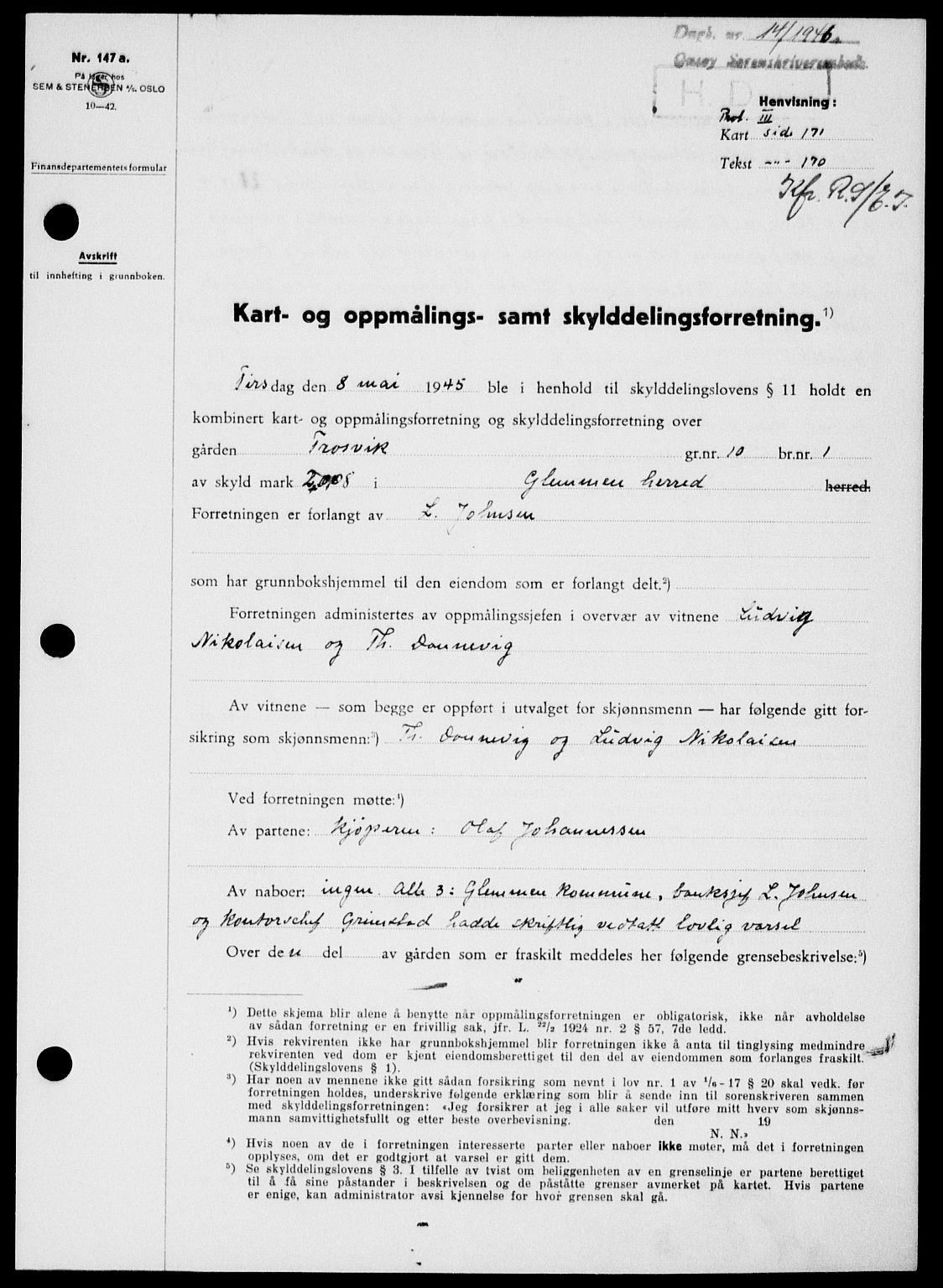 Onsøy sorenskriveri, SAO/A-10474/G/Ga/Gab/L0015: Mortgage book no. II A-15, 1945-1946, Diary no: : 14/1946