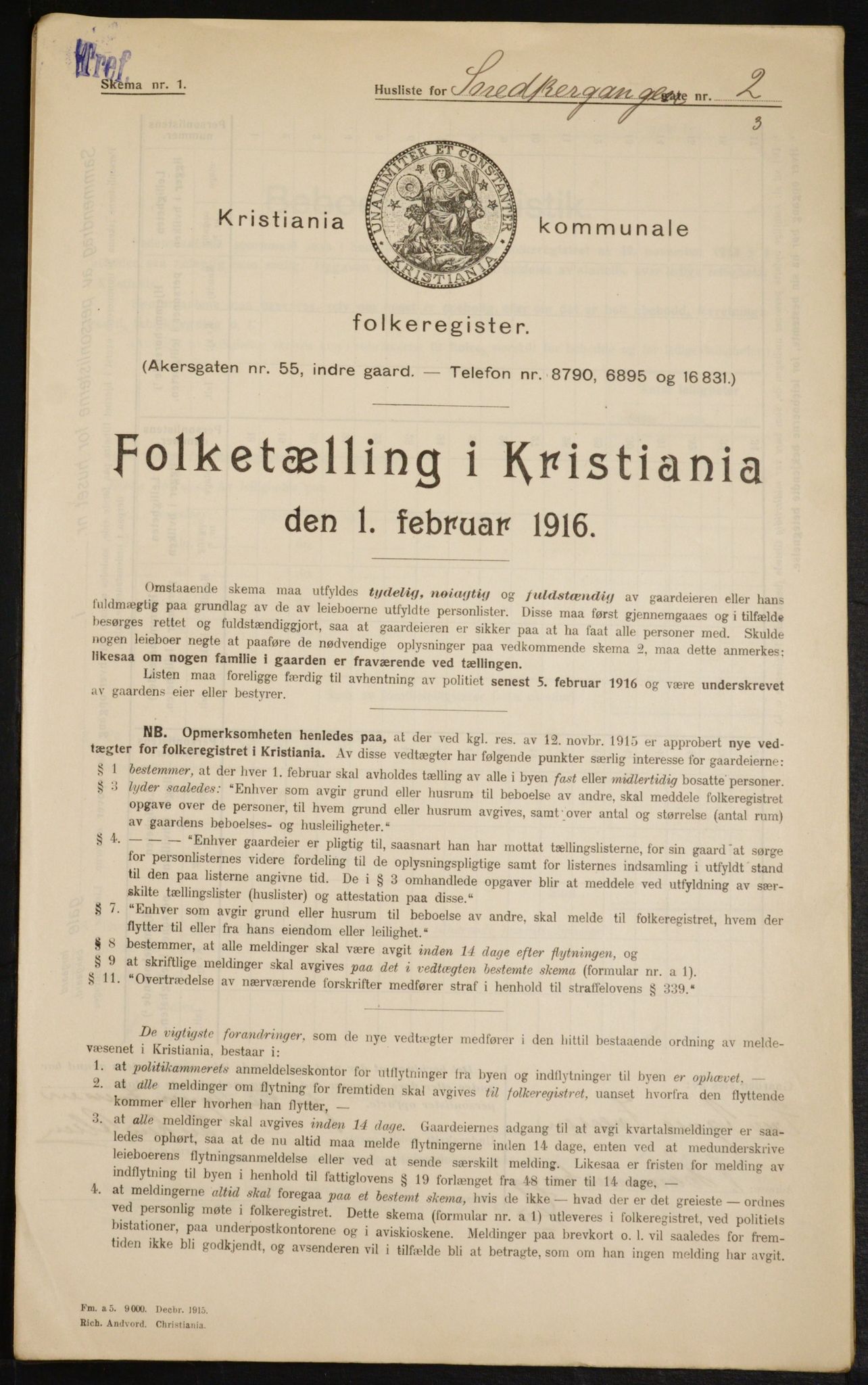 OBA, Municipal Census 1916 for Kristiania, 1916, p. 100411