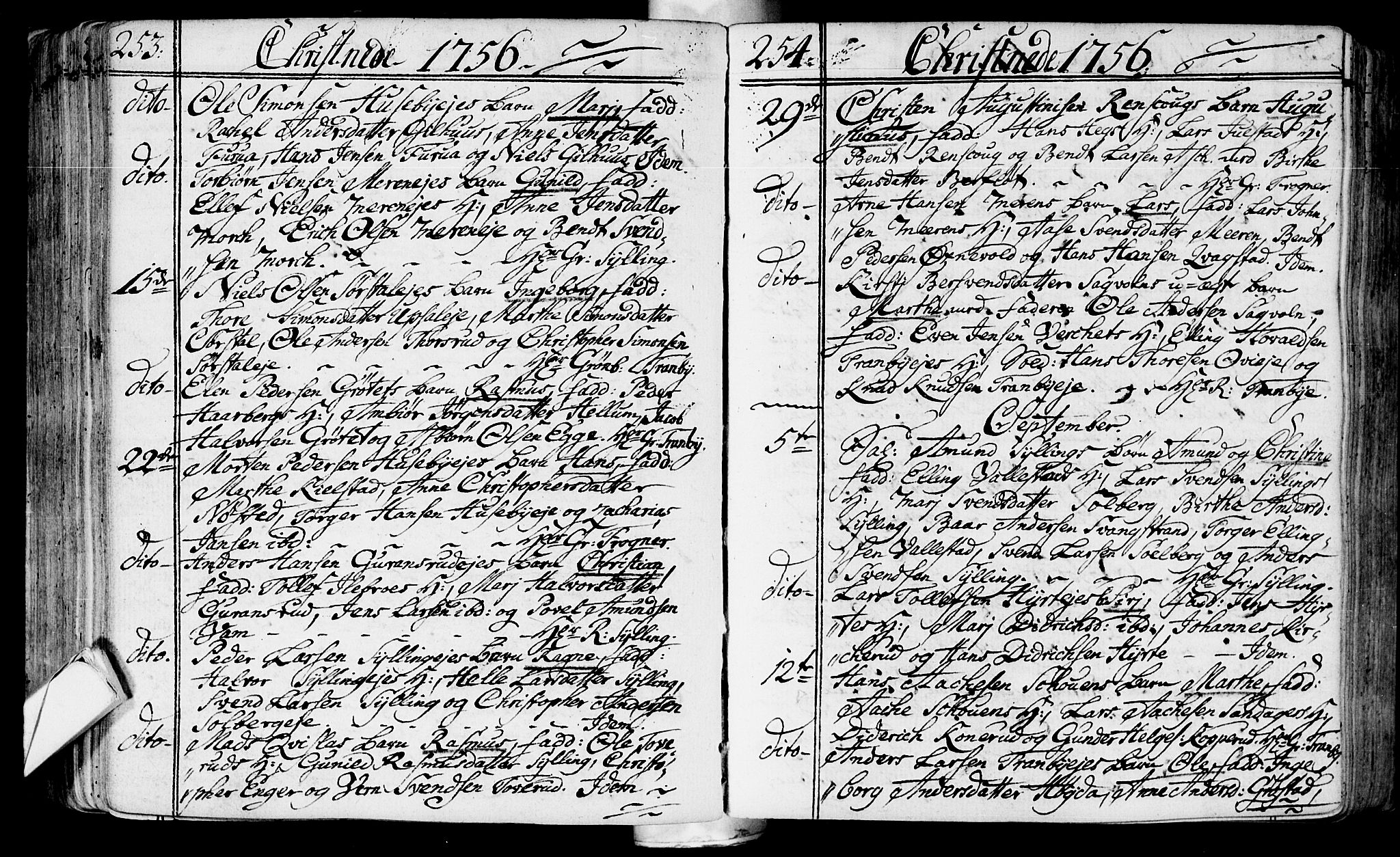 Lier kirkebøker, AV/SAKO-A-230/F/Fa/L0004: Parish register (official) no. I 4, 1749-1764, p. 253-254