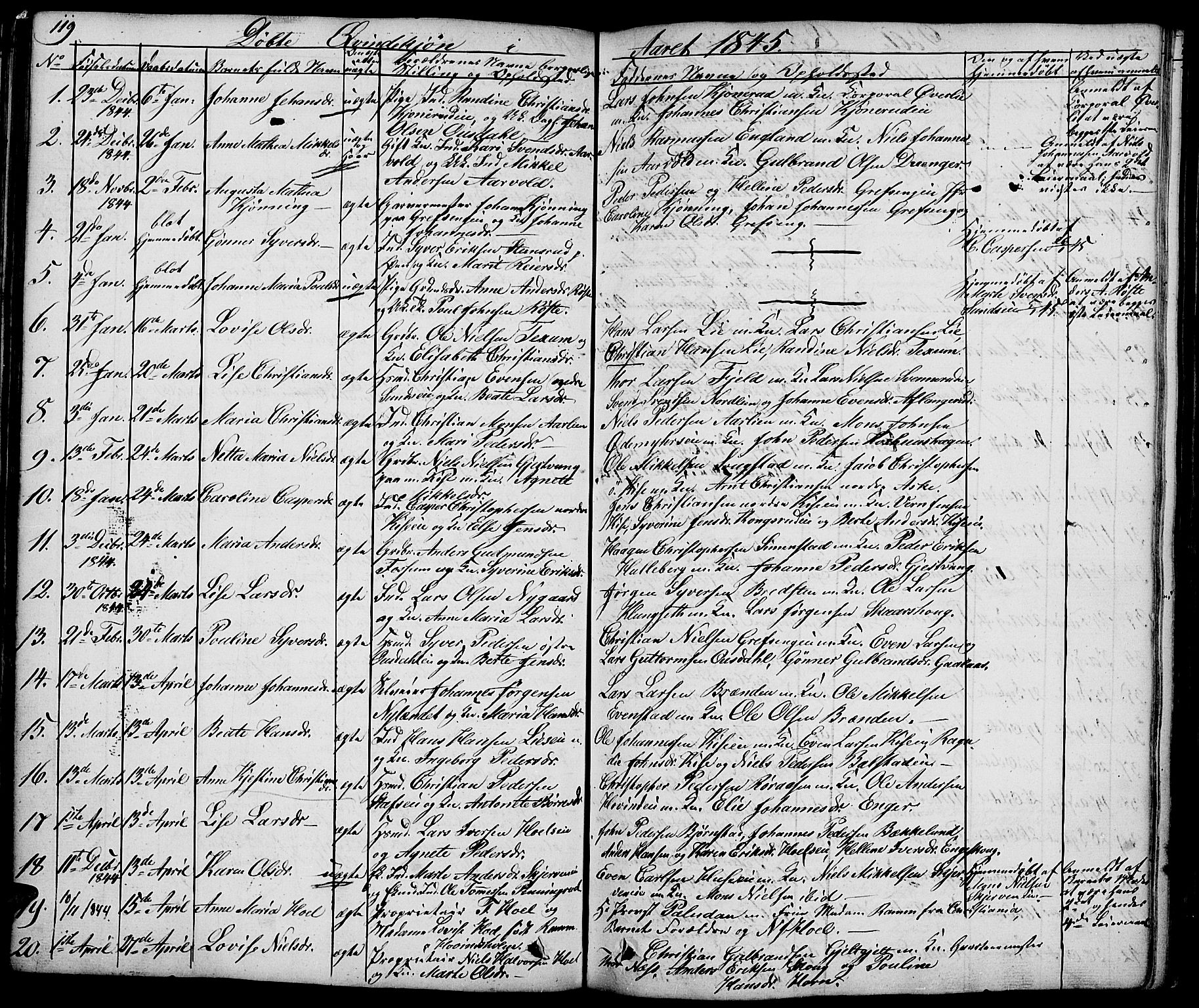 Nes prestekontor, Hedmark, SAH/PREST-020/K/Ka/L0003: Parish register (official) no. 3, 1827-1851, p. 119