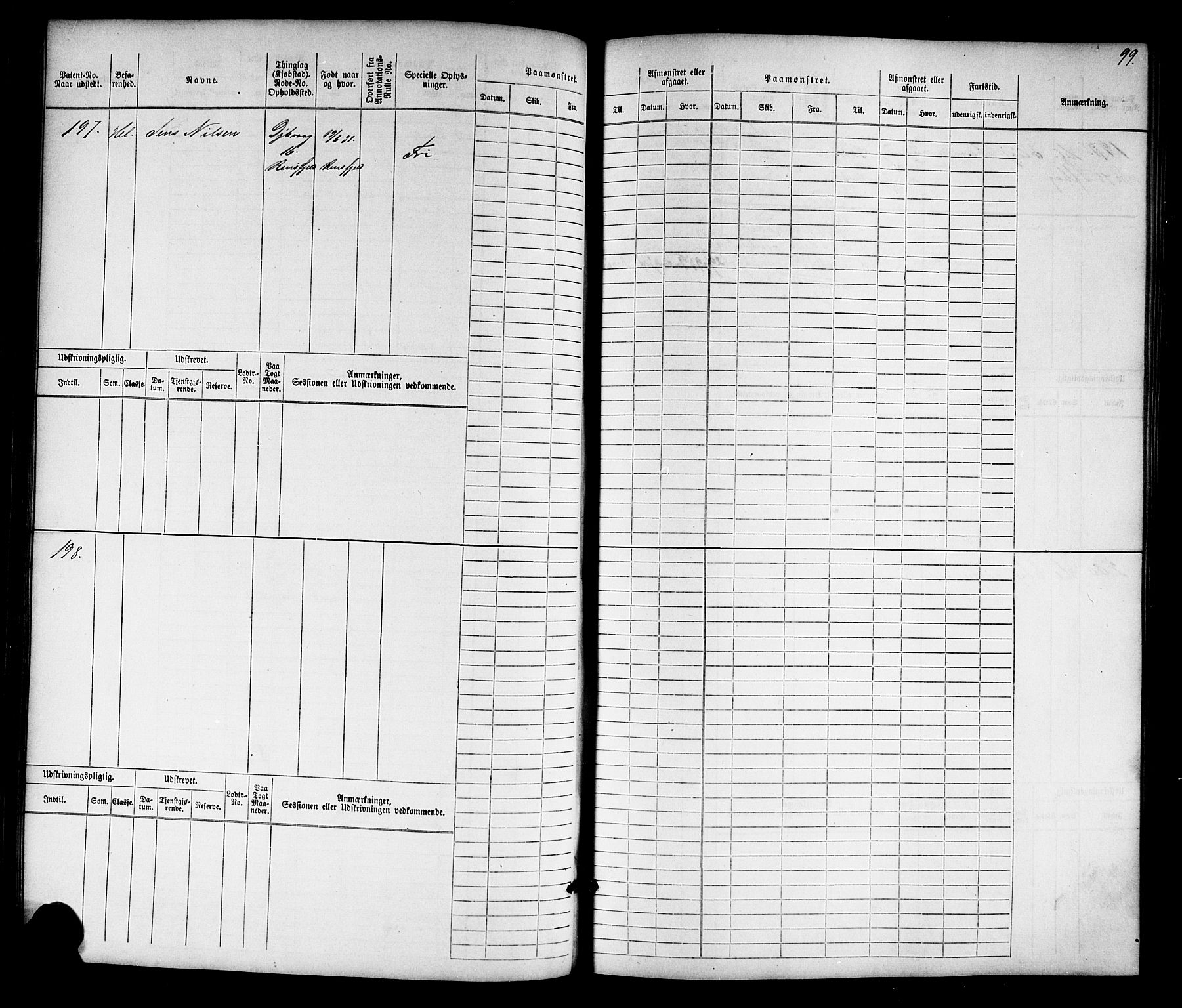 Tvedestrand mønstringskrets, SAK/2031-0011/F/Fb/L0015: Hovedrulle nr 1-766, U-31, 1869-1900, p. 103