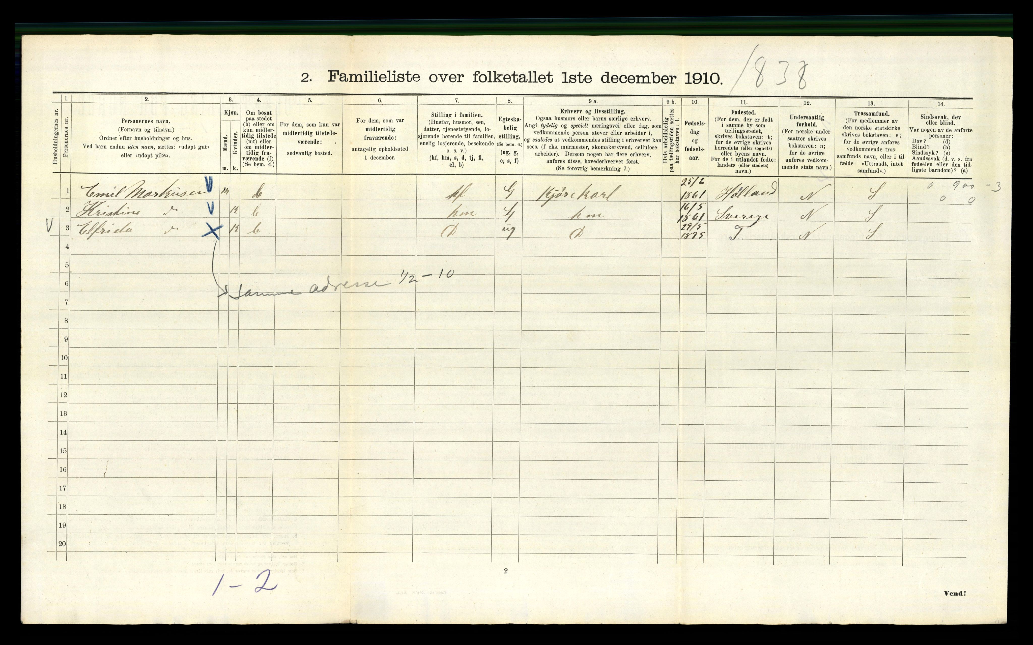 RA, 1910 census for Kristiania, 1910, p. 9470