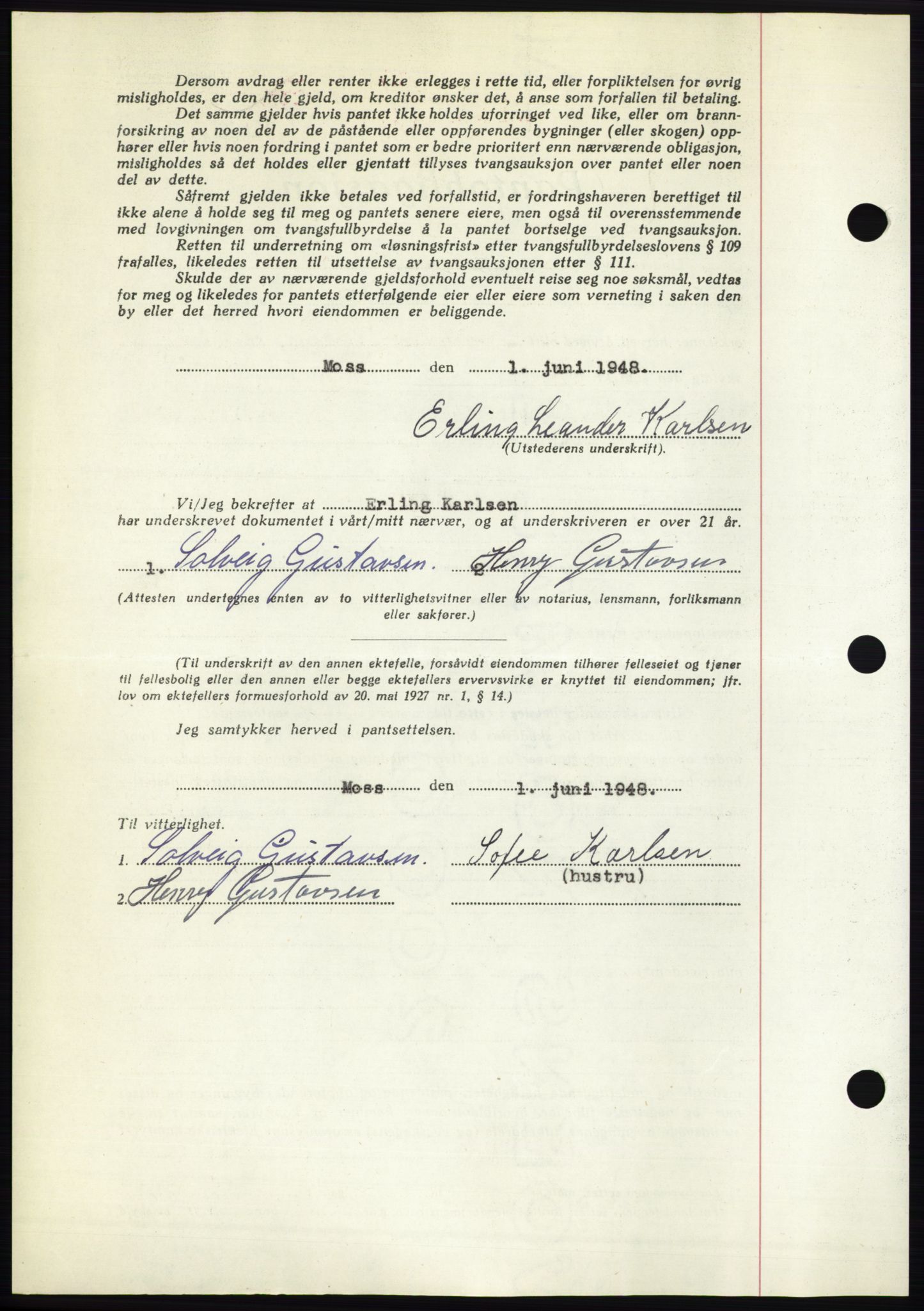 Moss sorenskriveri, AV/SAO-A-10168: Mortgage book no. B20, 1948-1948, Diary no: : 1810/1948