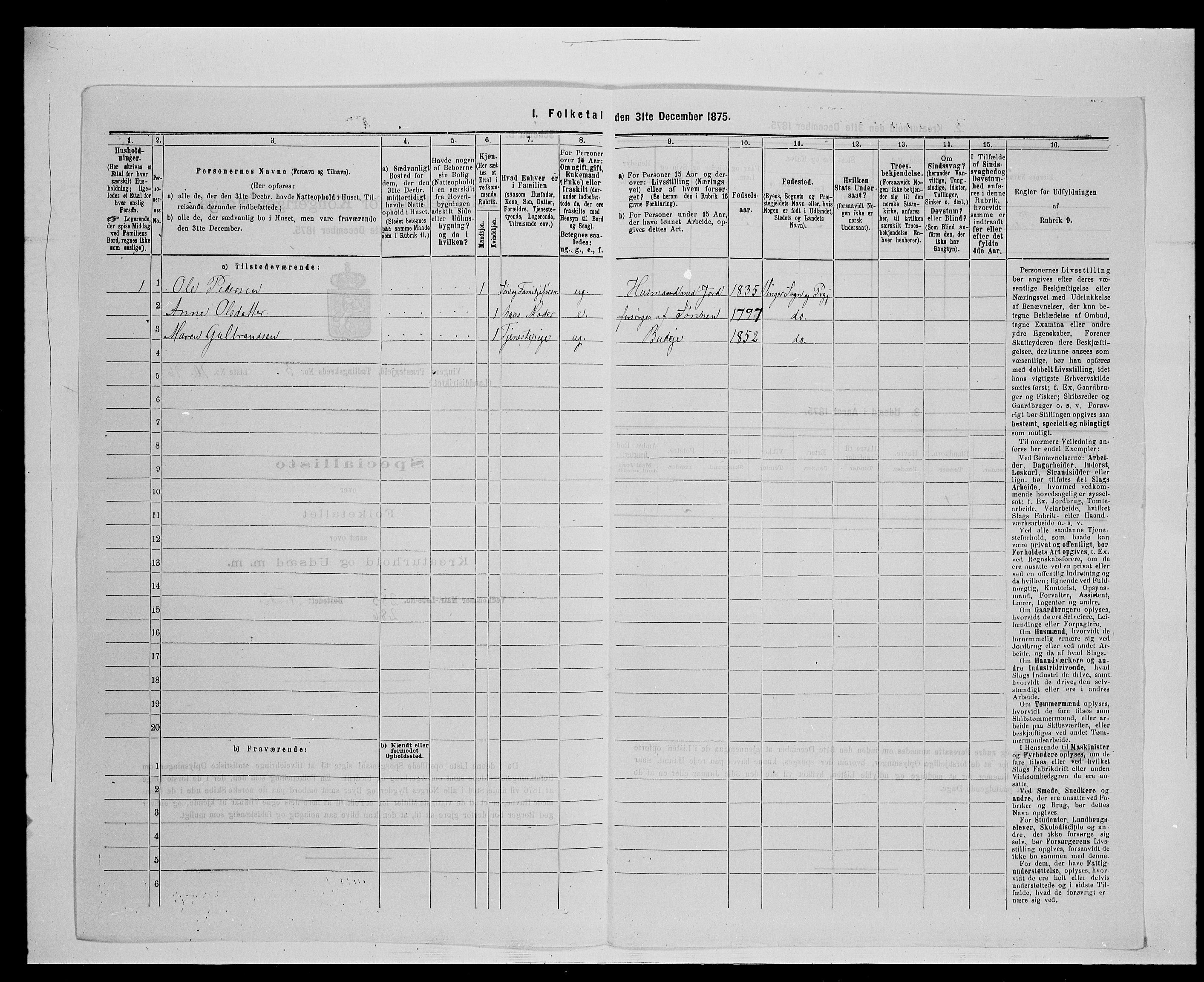 SAH, 1875 census for 0421L Vinger/Vinger og Austmarka, 1875, p. 581