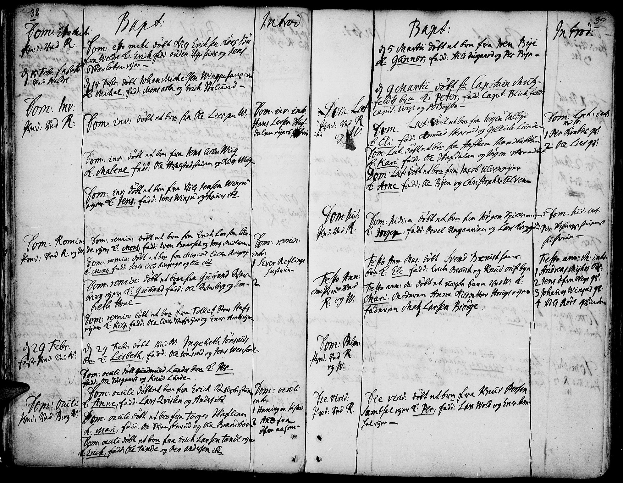 Ringsaker prestekontor, SAH/PREST-014/K/Ka/L0001: Parish register (official) no. 1, 1734-1746, p. 38-39