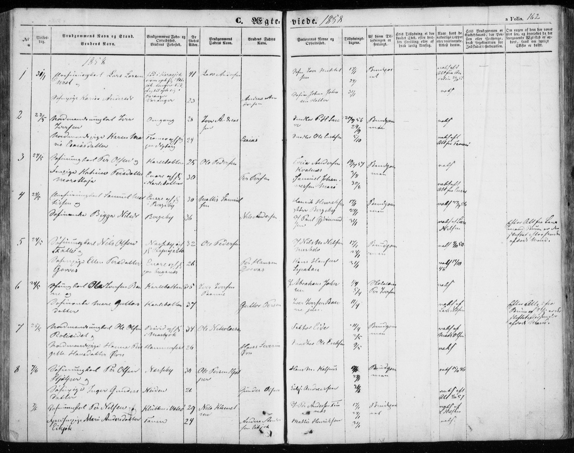 Nesseby sokneprestkontor, SATØ/S-1330/H/Ha/L0002kirke: Parish register (official) no. 2, 1856-1864, p. 162
