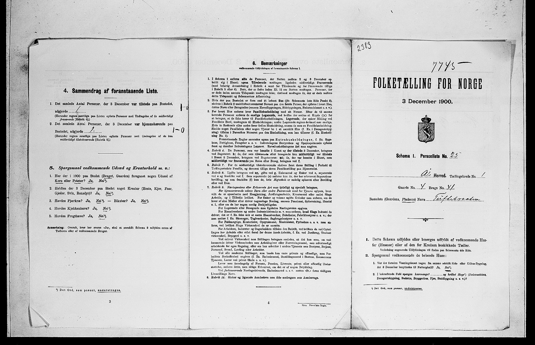 RA, 1900 census for Ål, 1900, p. 44