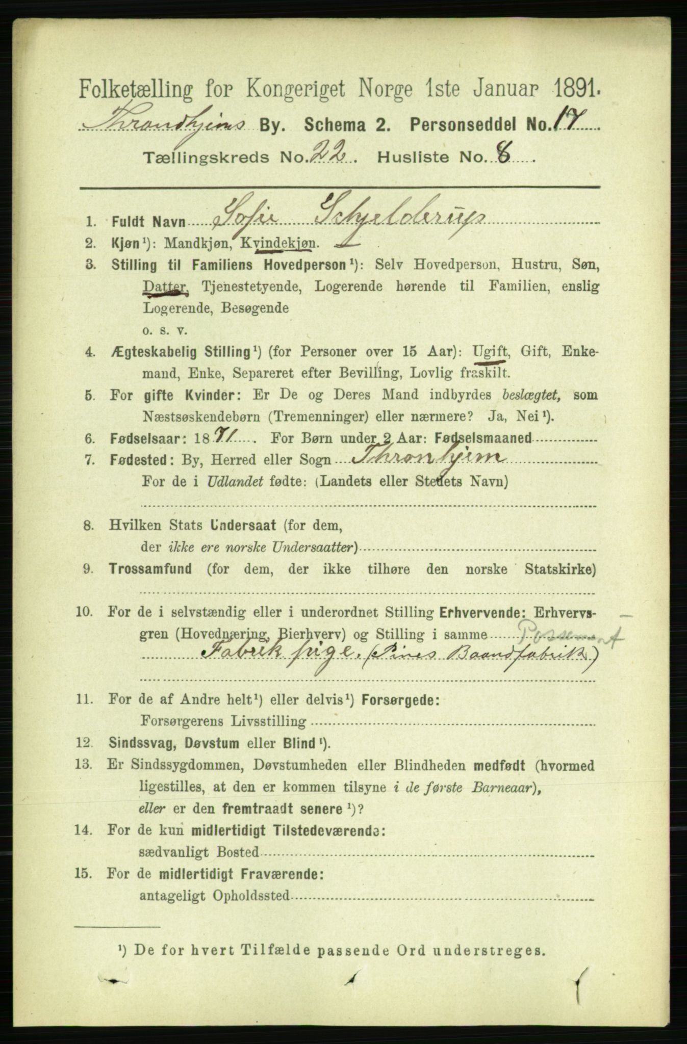 RA, 1891 census for 1601 Trondheim, 1891, p. 16633