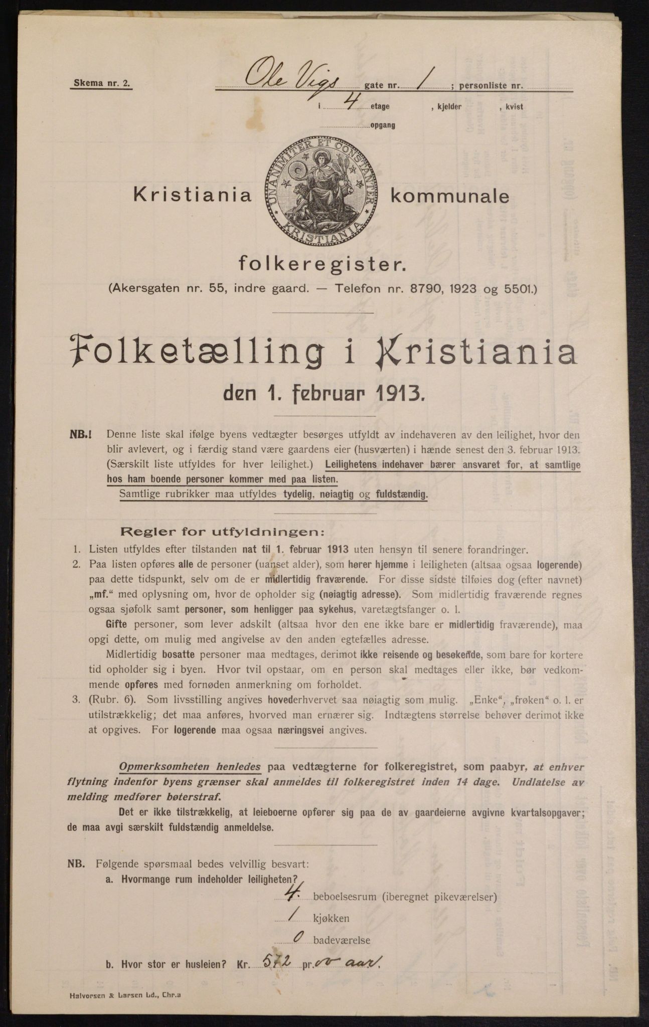 OBA, Municipal Census 1913 for Kristiania, 1913, p. 75561