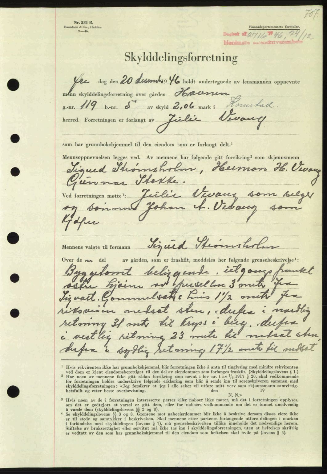 Nordmøre sorenskriveri, AV/SAT-A-4132/1/2/2Ca: Mortgage book no. A103, 1946-1947, Diary no: : 2716/1946