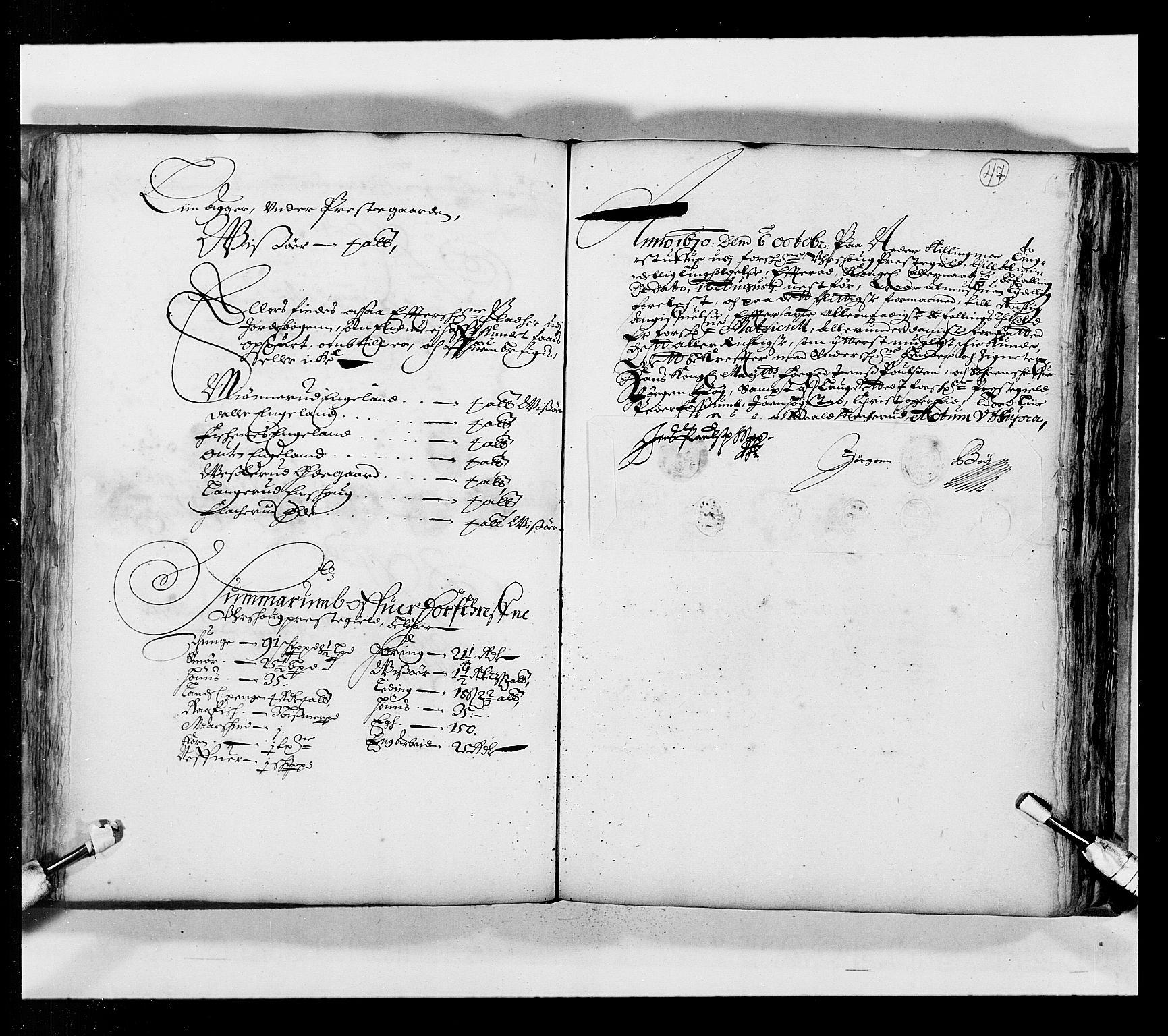 Stattholderembetet 1572-1771, RA/EA-2870/Ek/L0033a/0001: Jordebøker 1662-1720: / Matrikkel for Nedre Romerike, 1670, p. 46b-47a