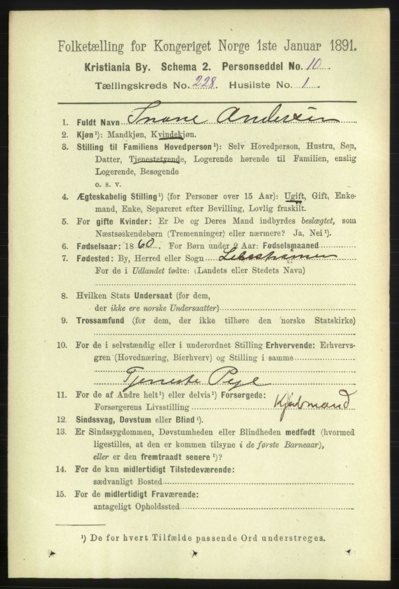 RA, 1891 census for 0301 Kristiania, 1891, p. 139287