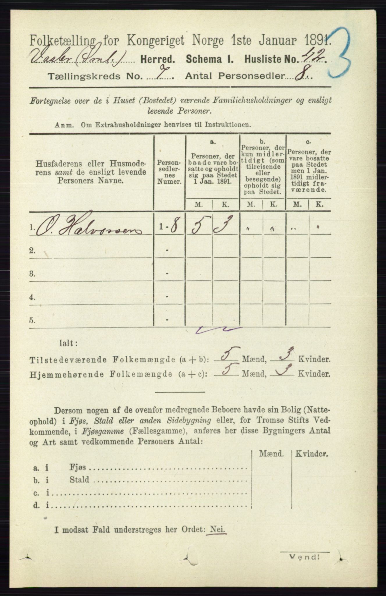 RA, 1891 census for 0137 Våler, 1891, p. 2840