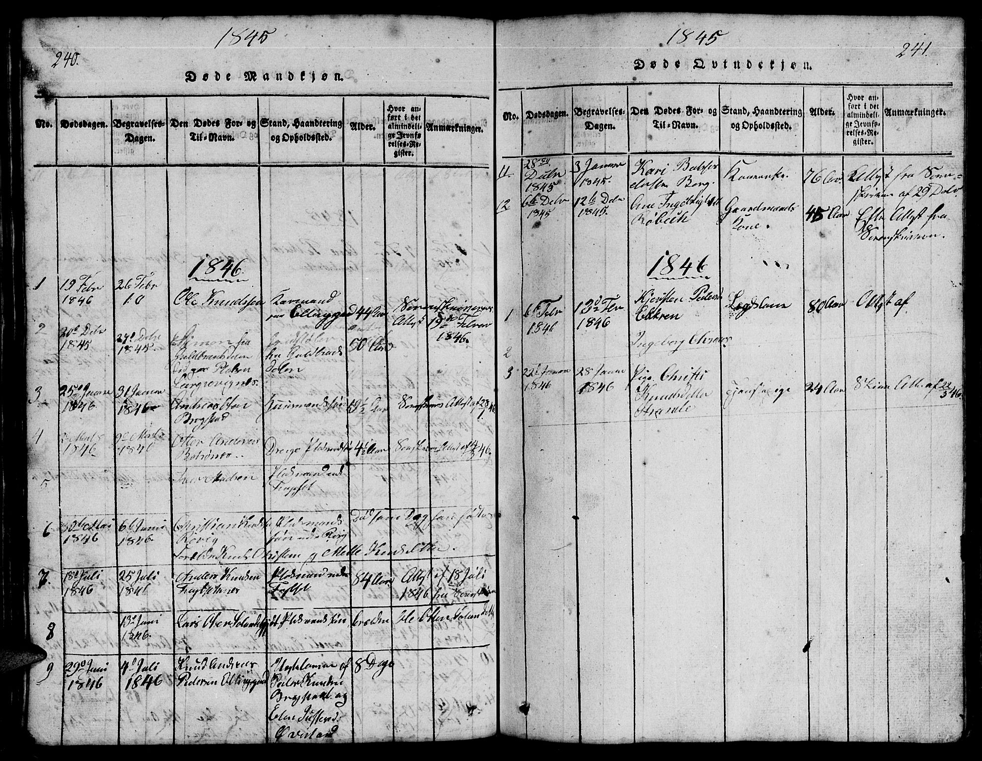 Ministerialprotokoller, klokkerbøker og fødselsregistre - Møre og Romsdal, SAT/A-1454/555/L0665: Parish register (copy) no. 555C01, 1818-1868, p. 240-241
