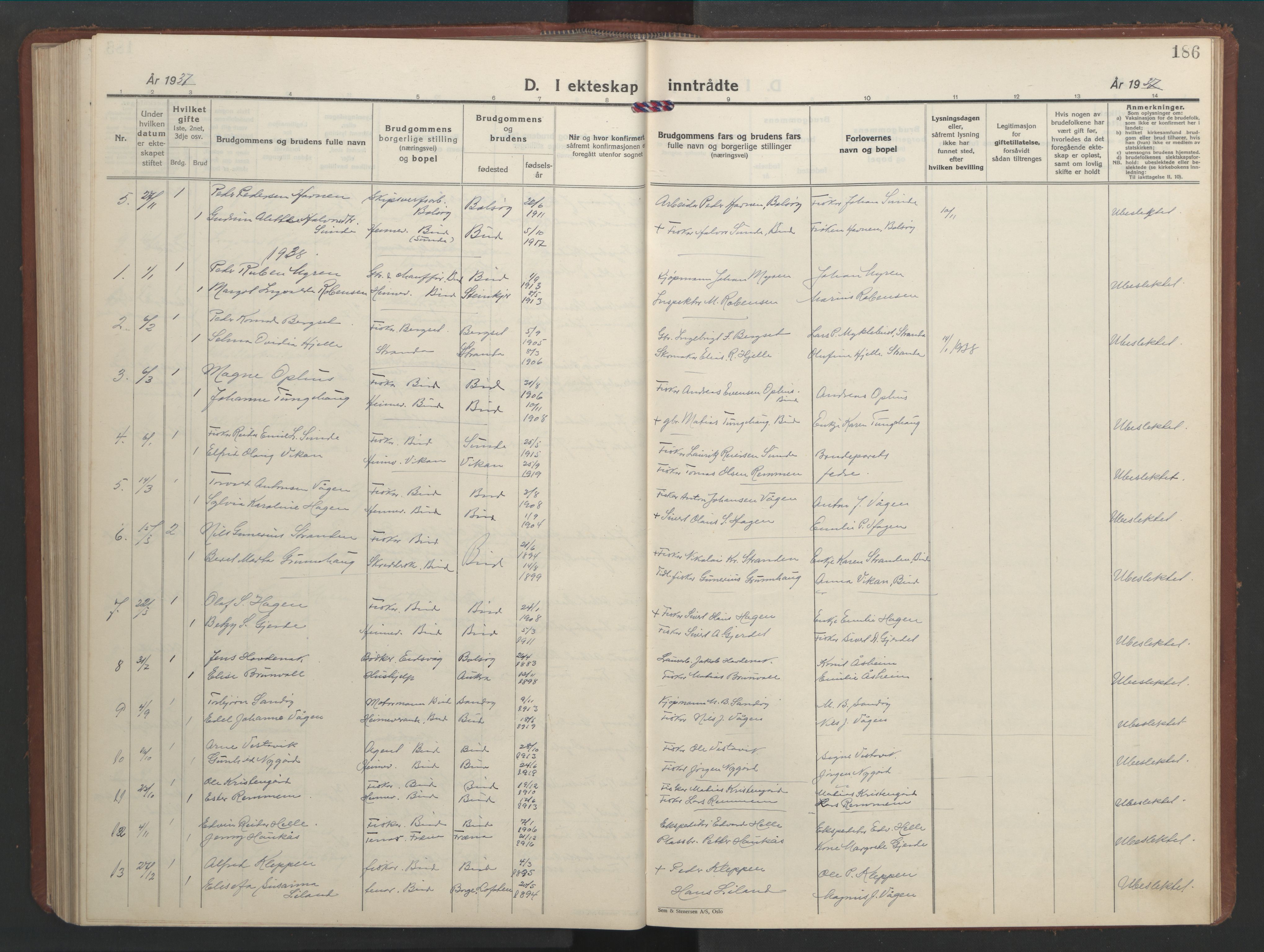 Ministerialprotokoller, klokkerbøker og fødselsregistre - Møre og Romsdal, AV/SAT-A-1454/566/L0775: Parish register (copy) no. 566C04, 1930-1946, p. 186