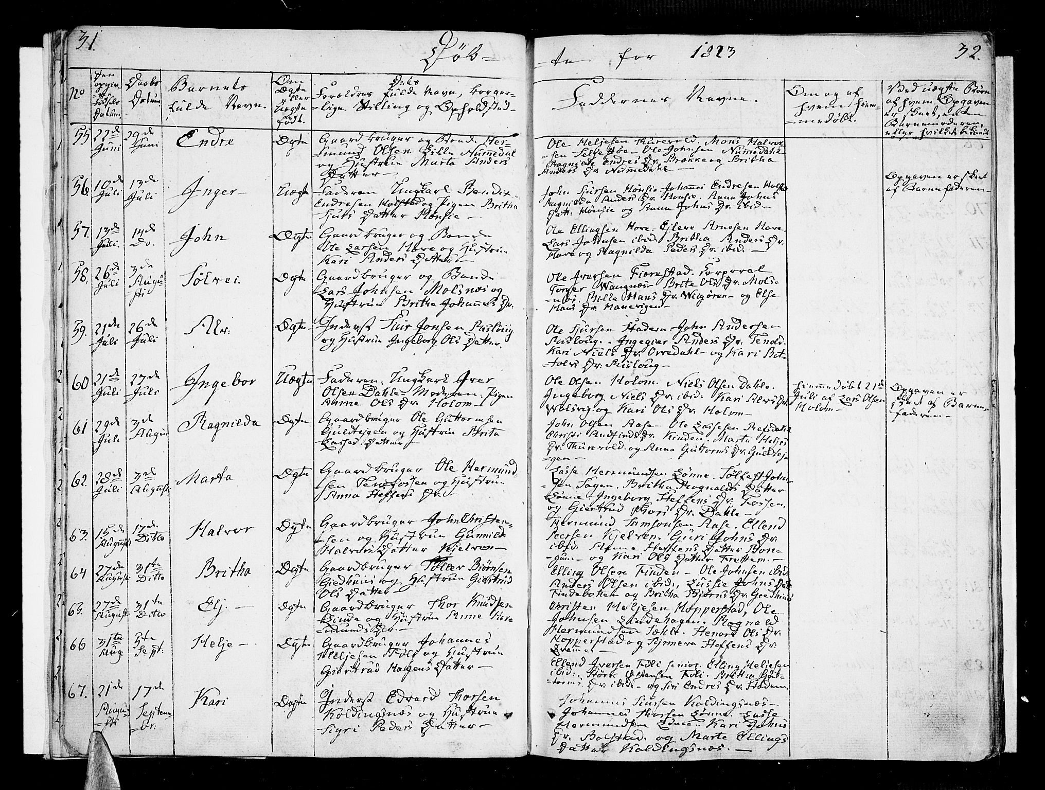 Vik sokneprestembete, SAB/A-81501: Parish register (official) no. A 6, 1821-1831, p. 31-32