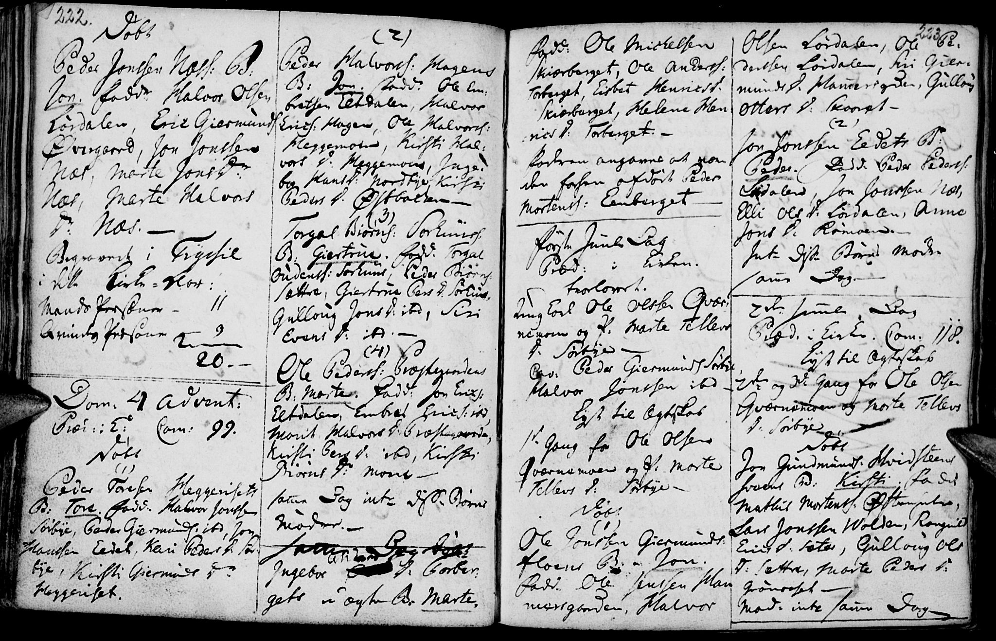 Elverum prestekontor, AV/SAH-PREST-044/H/Ha/Haa/L0004: Parish register (official) no. 4, 1761-1780, p. 222-223