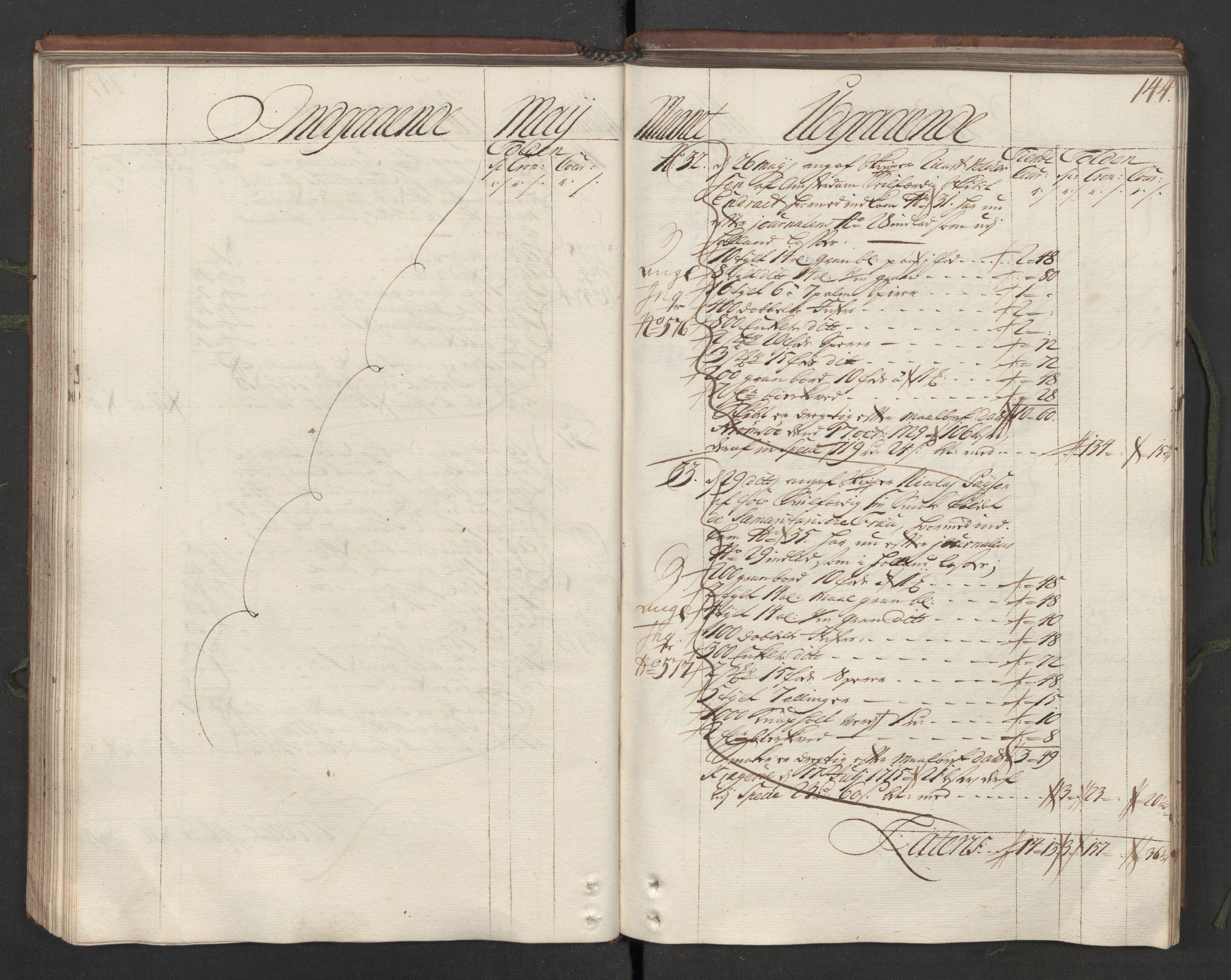 Generaltollkammeret, tollregnskaper, AV/RA-EA-5490/R05/L0012/0001: Tollregnskaper Moss, Son, Krokstad / Hovedtollbok, 1731, p. 143b-144a